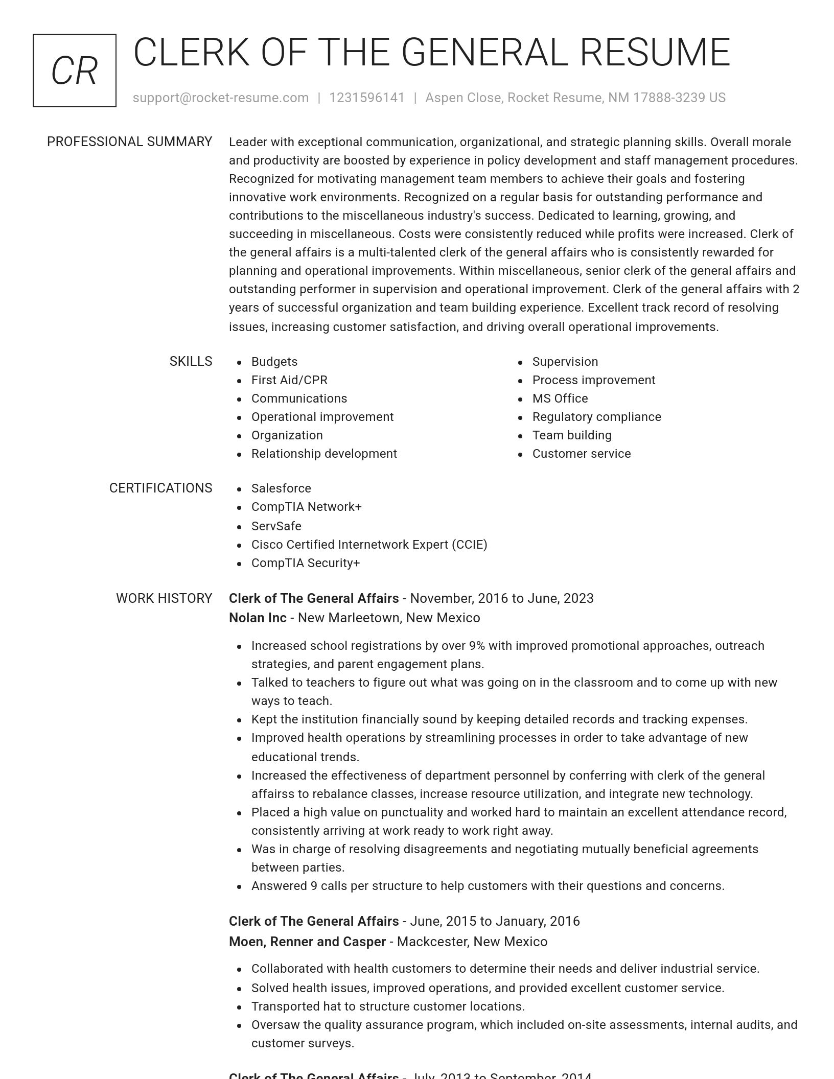 Renowned resume template