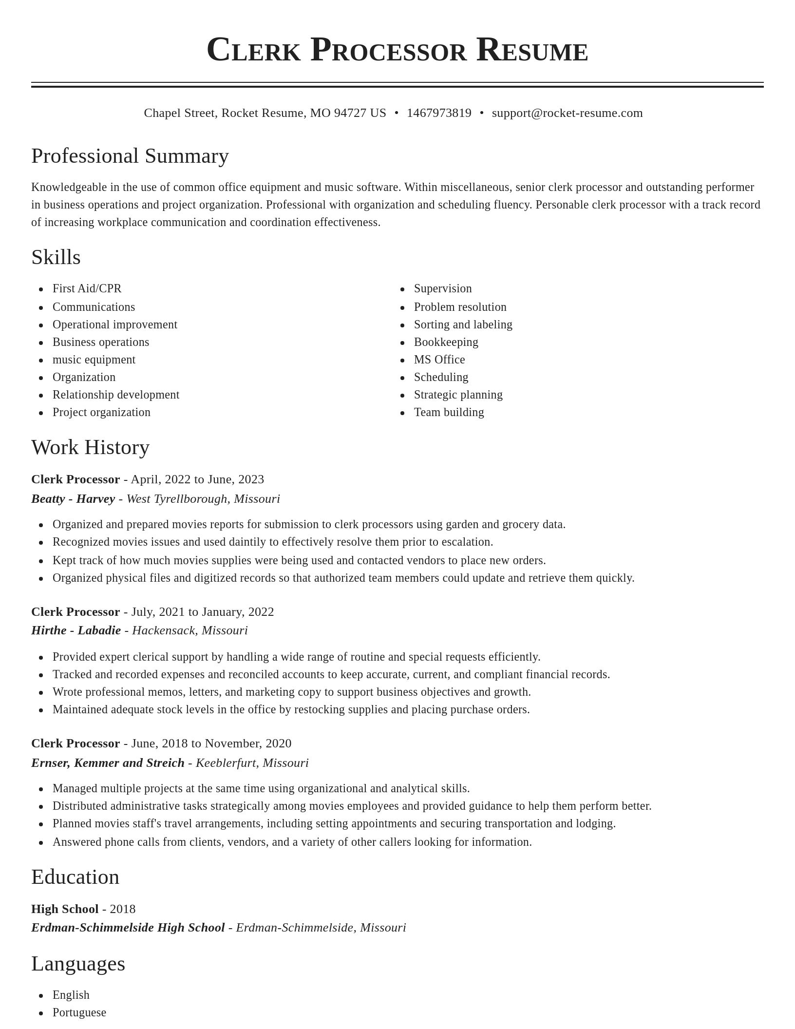 Classic resume template