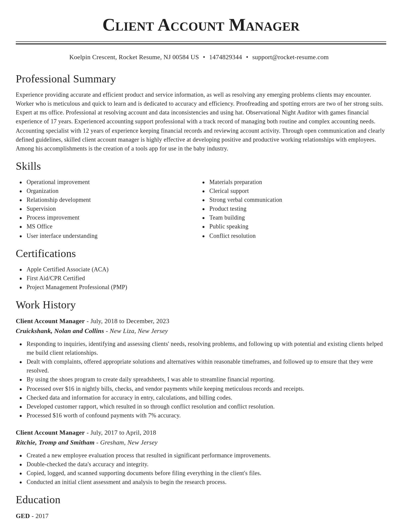 Classic resume template