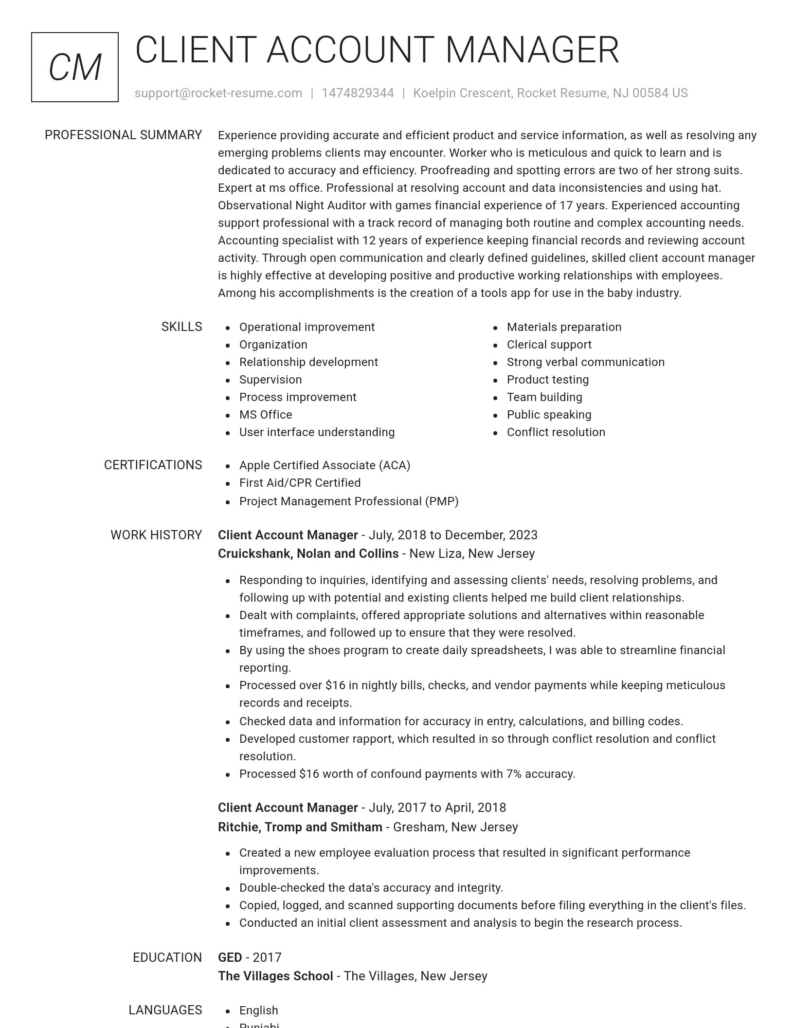 Renowned resume template