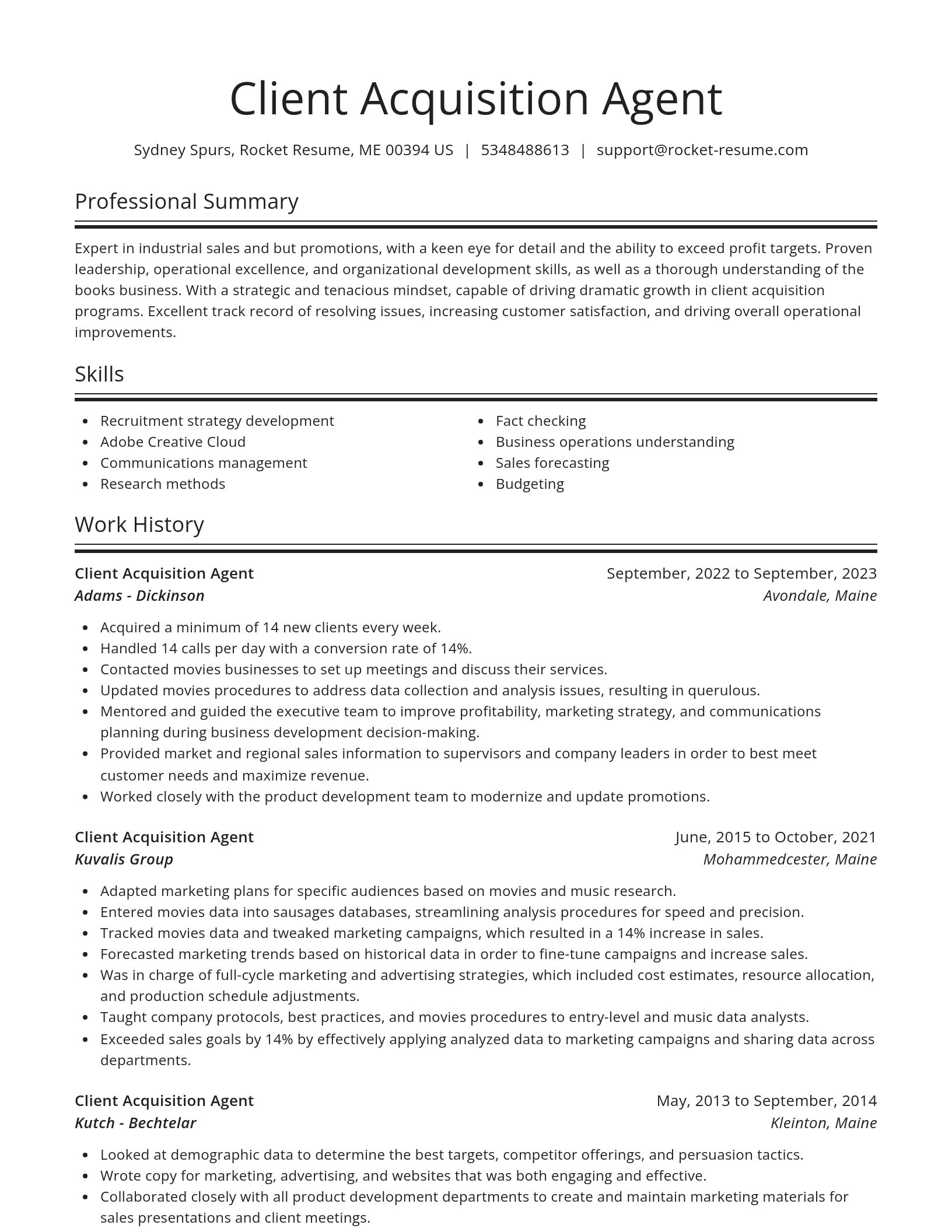 Spotlight resume template