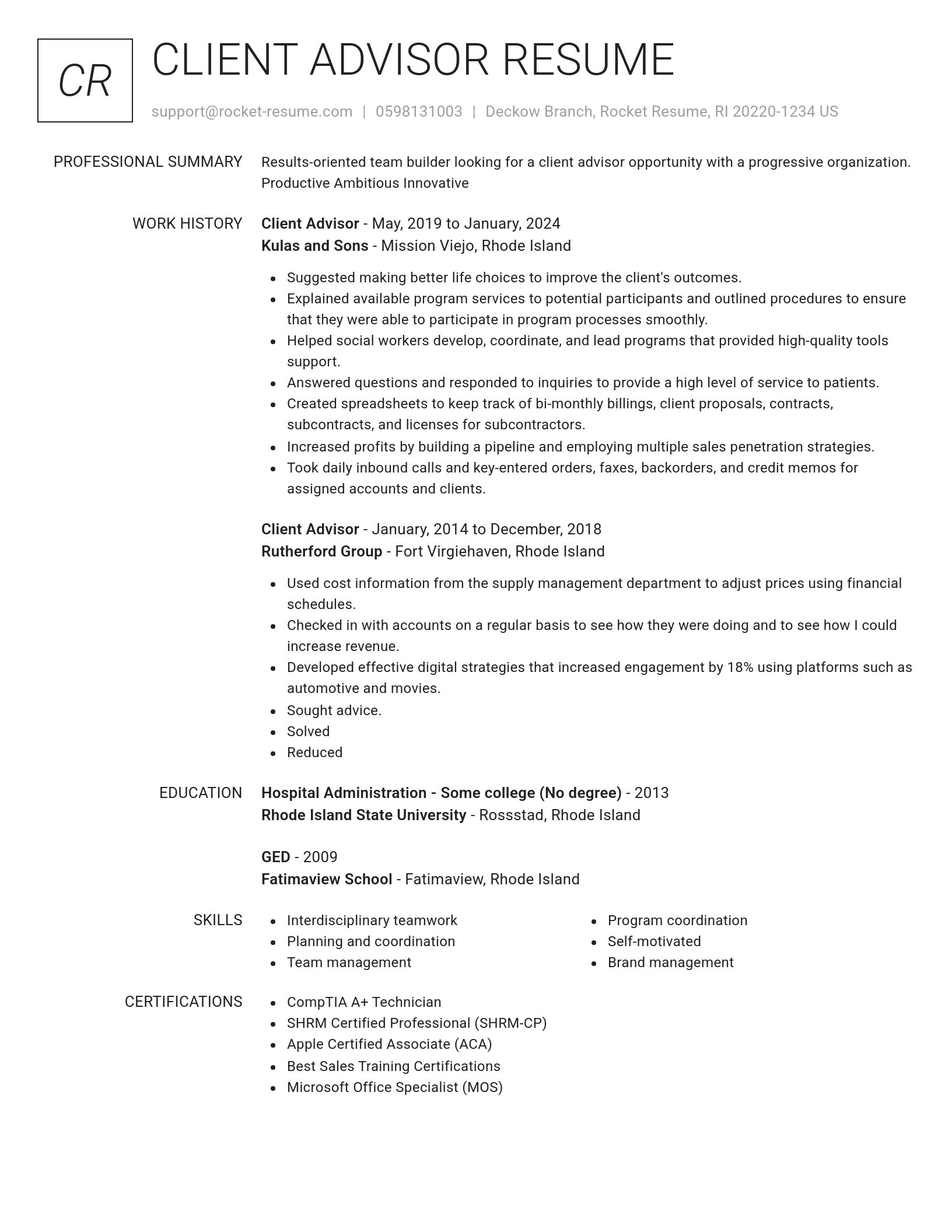 Renowned resume template