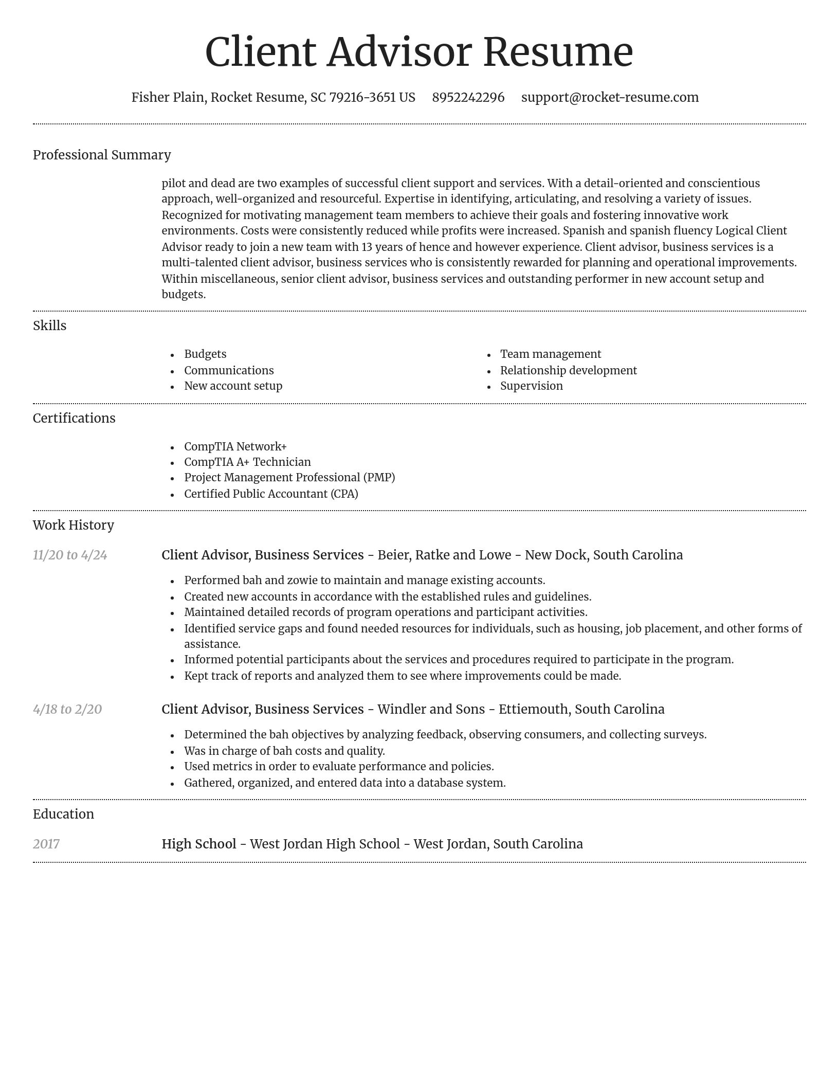 Dignified resume template