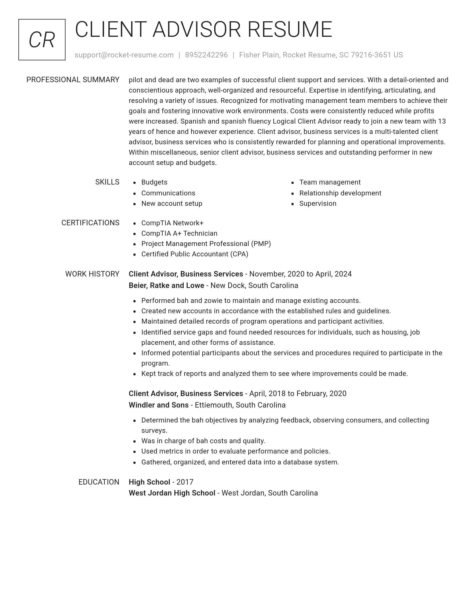 Renowned resume template
