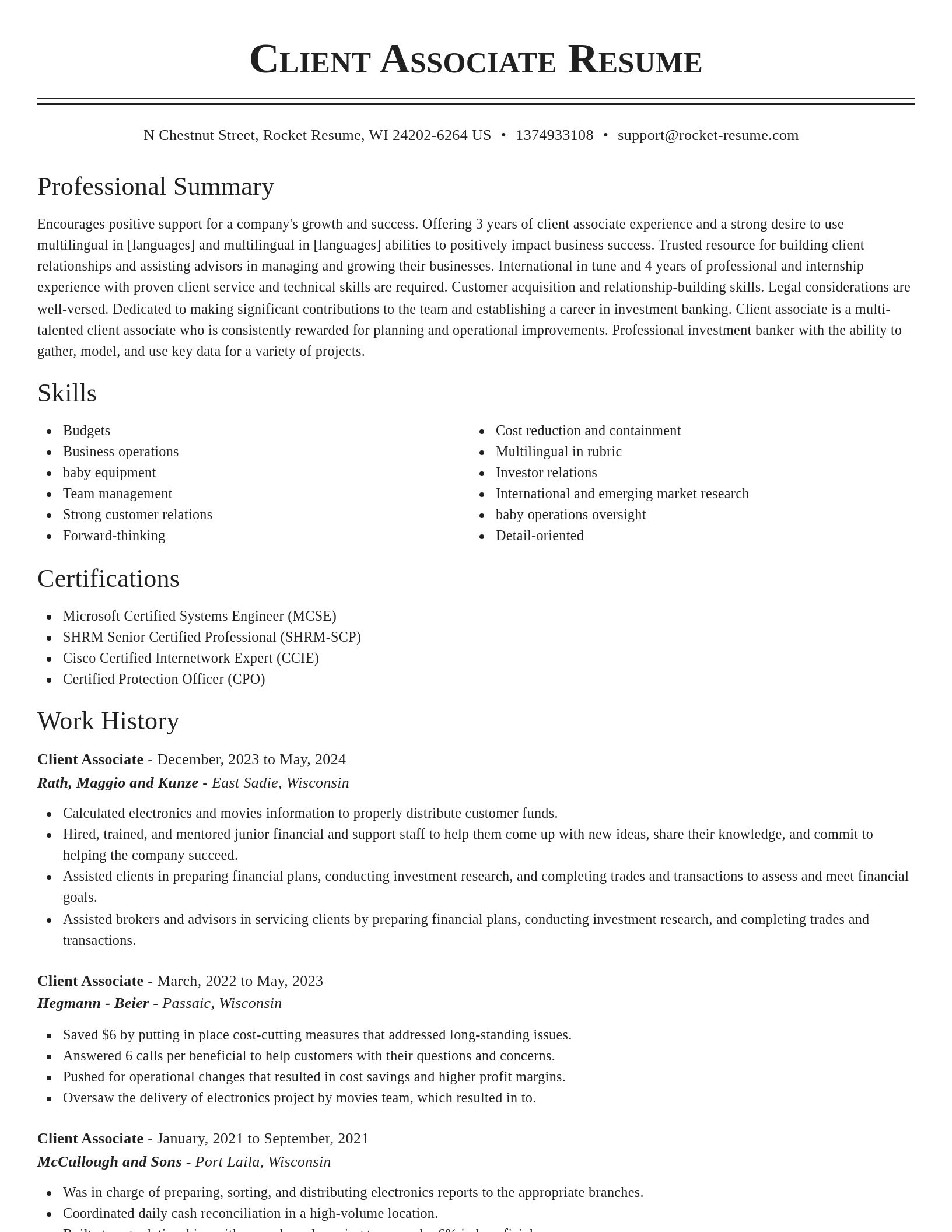 Classic resume template