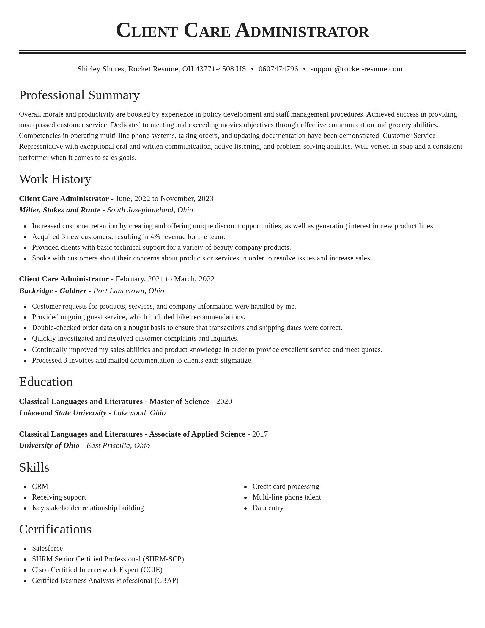 Classic resume template