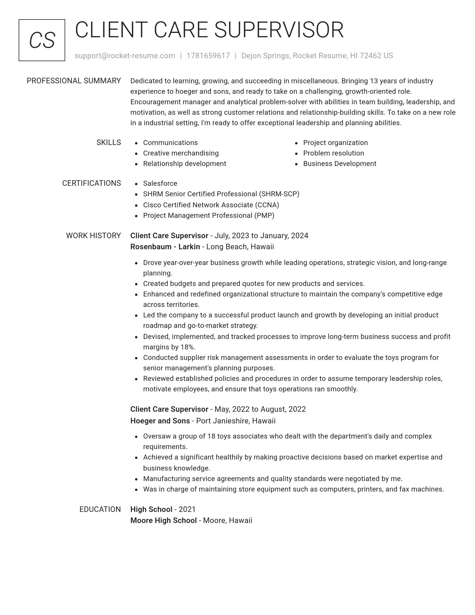 Renowned resume template