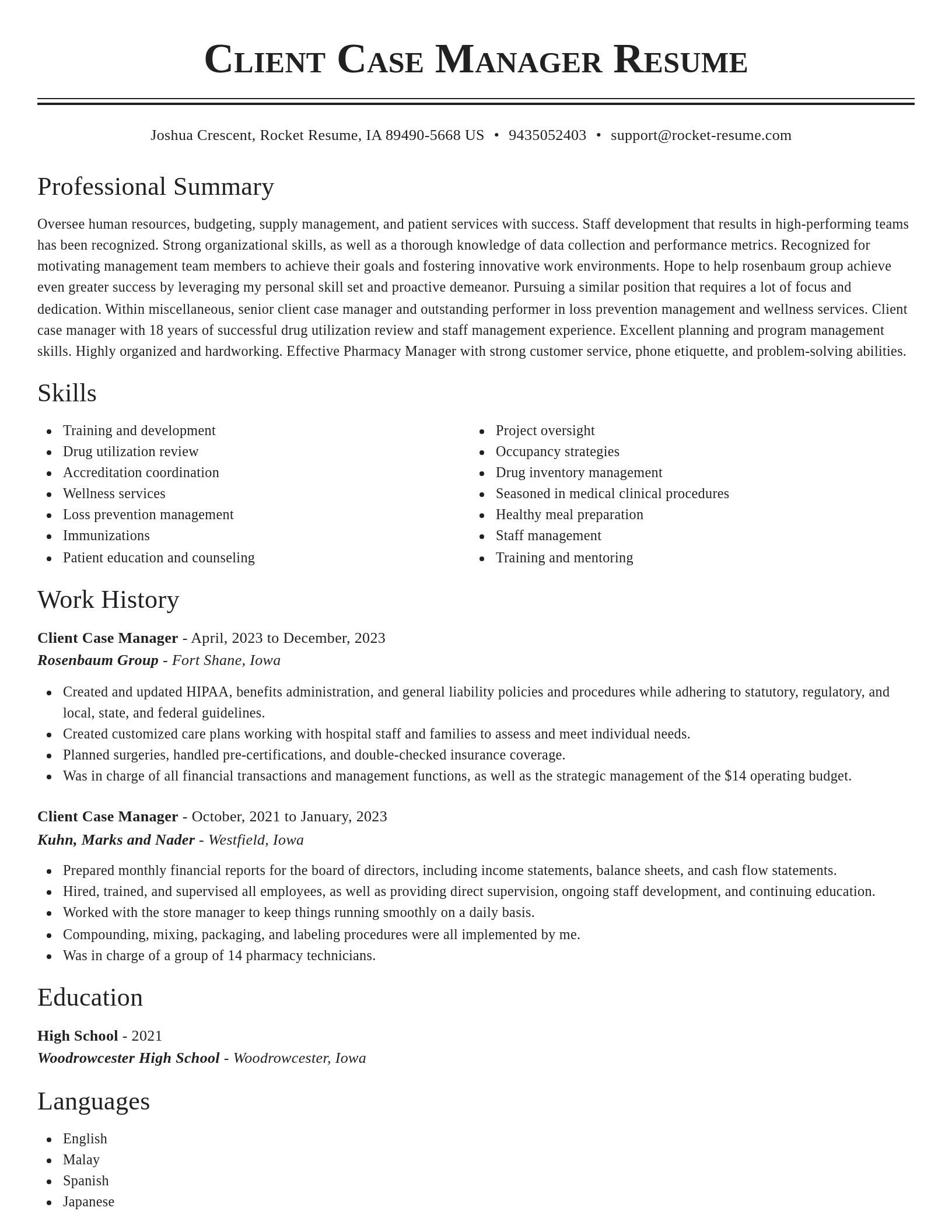 Classic resume template