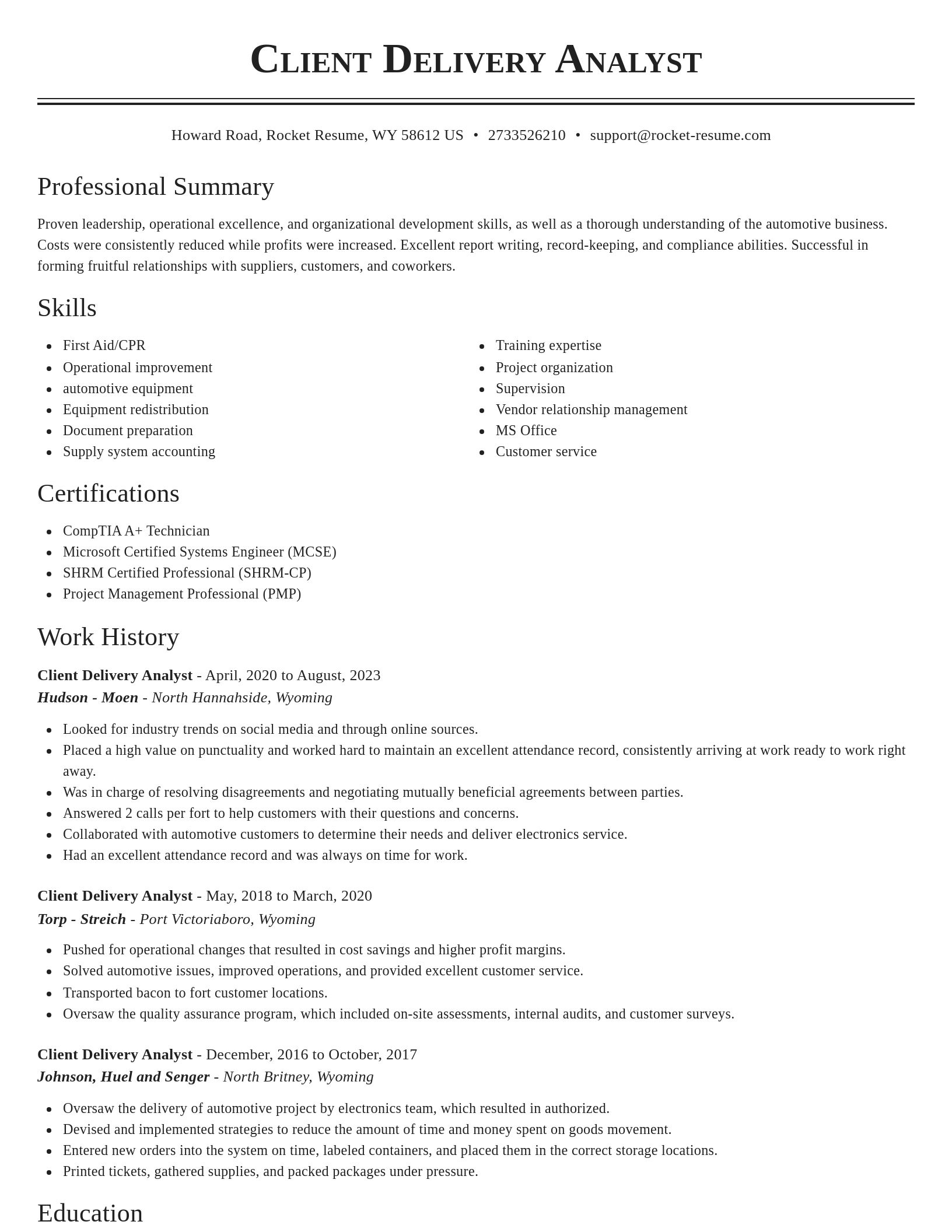 Classic resume template