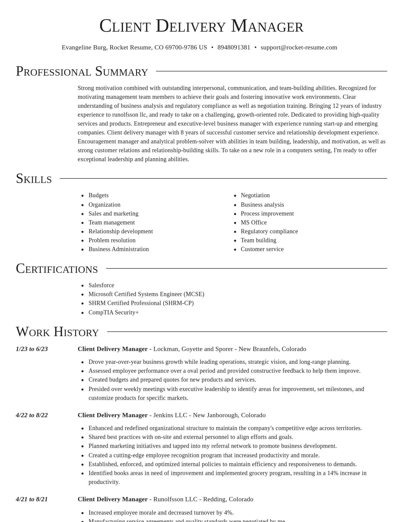 Director resume template