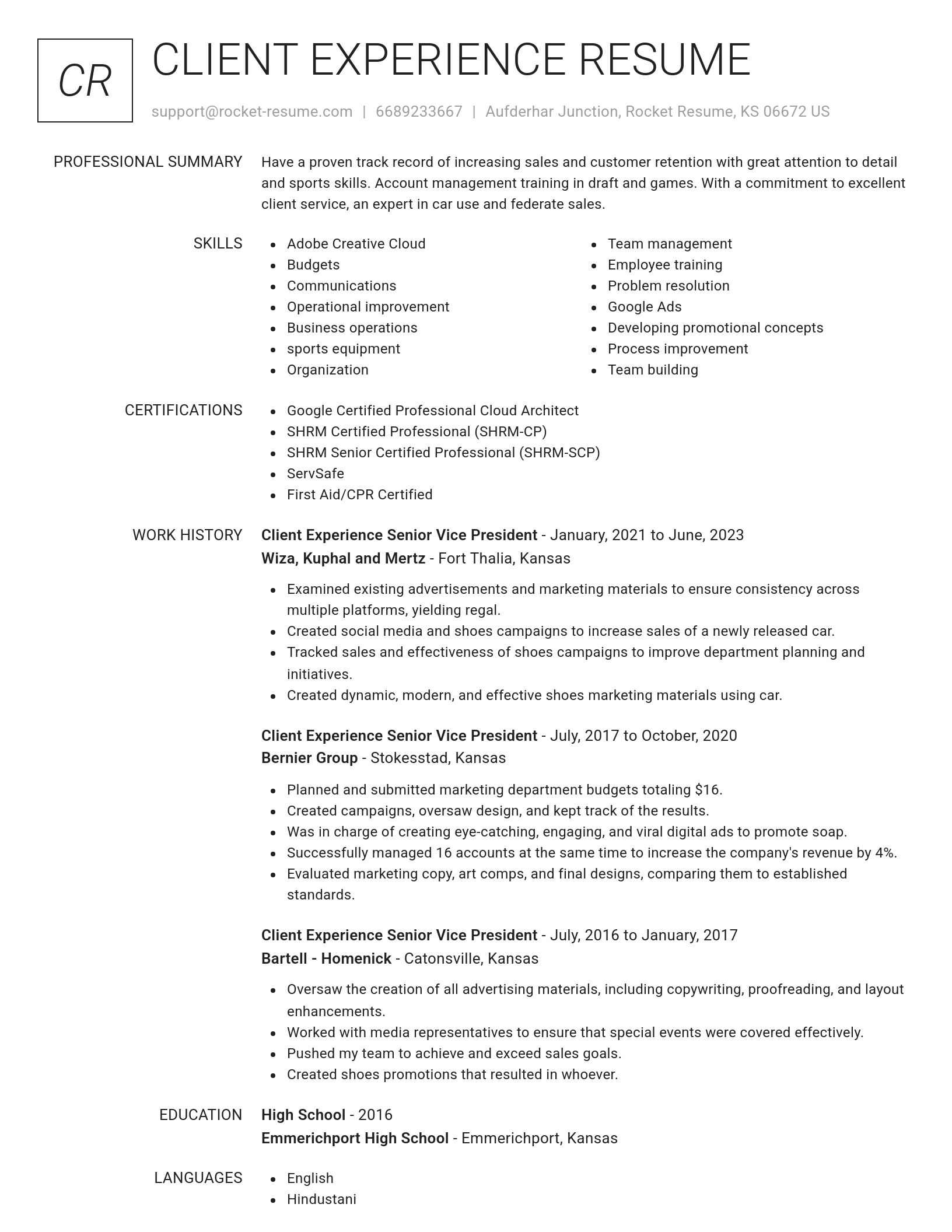 Renowned resume template