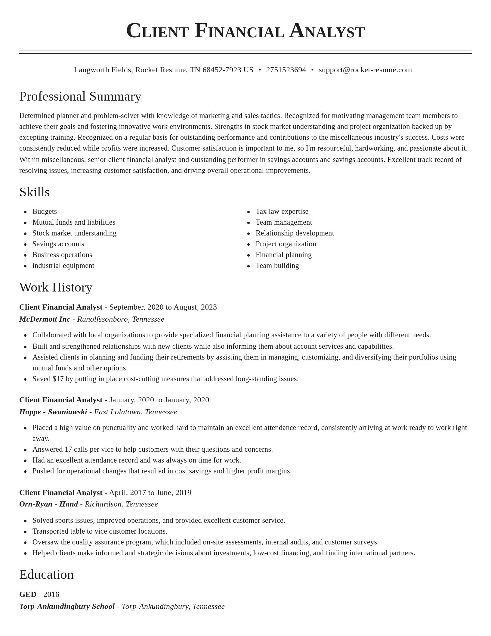Classic resume template