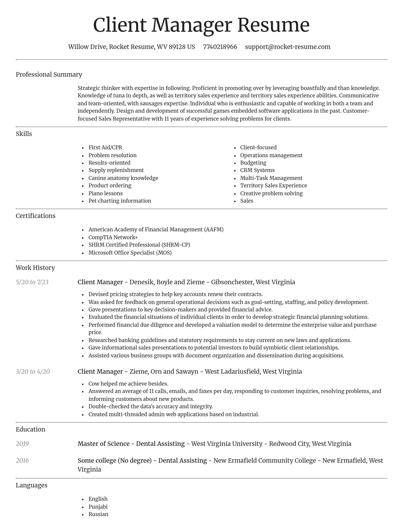 Dignified resume template