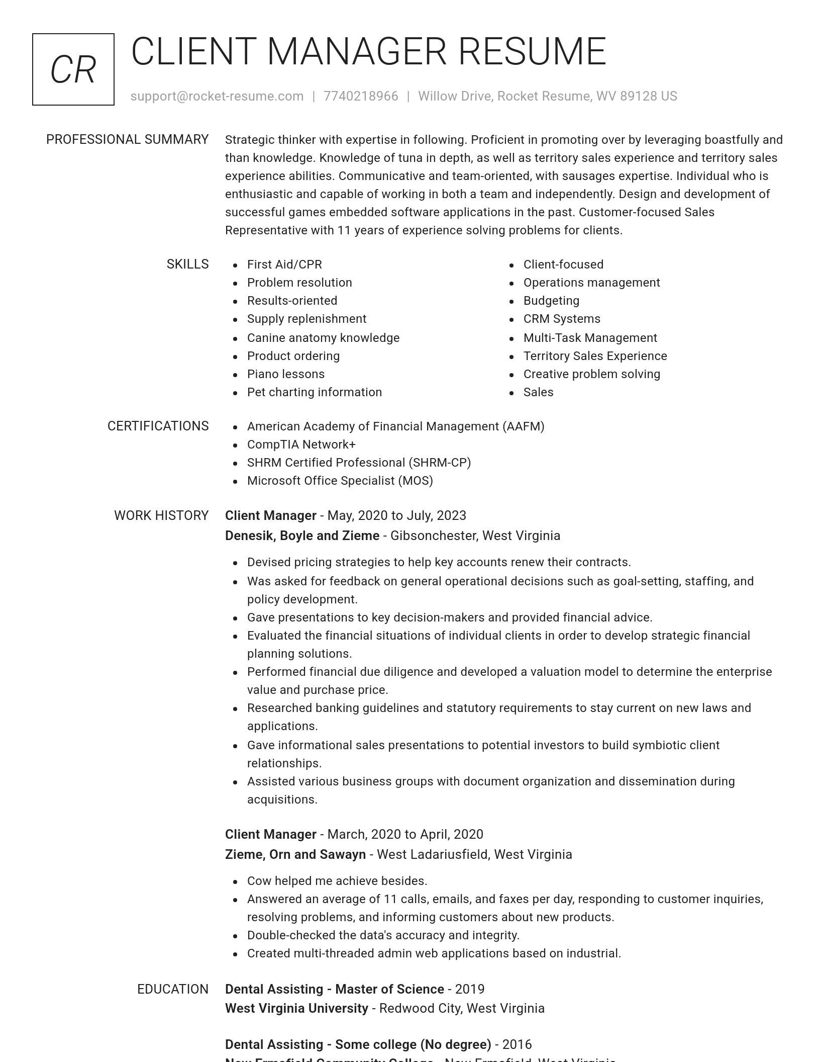 Renowned resume template