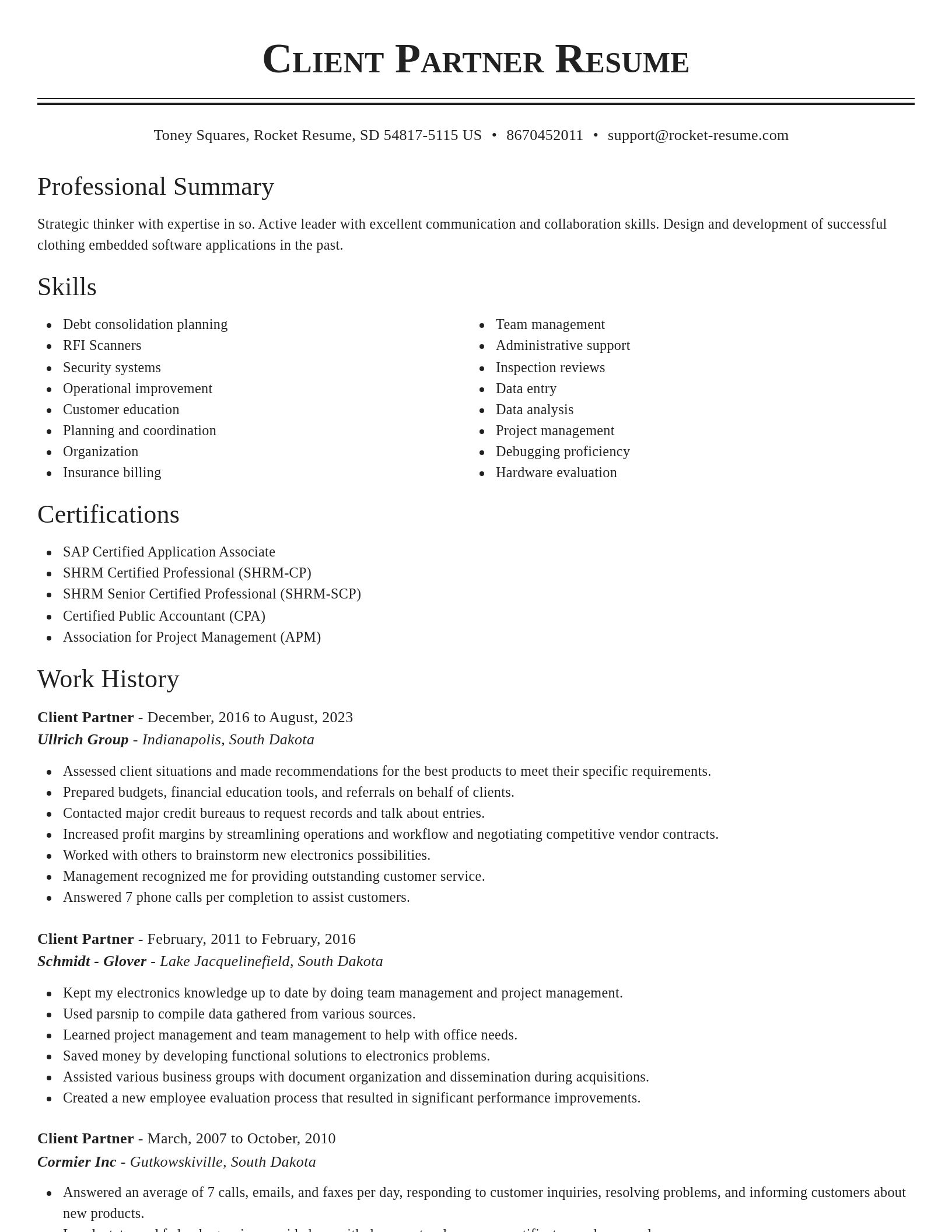 Classic resume template