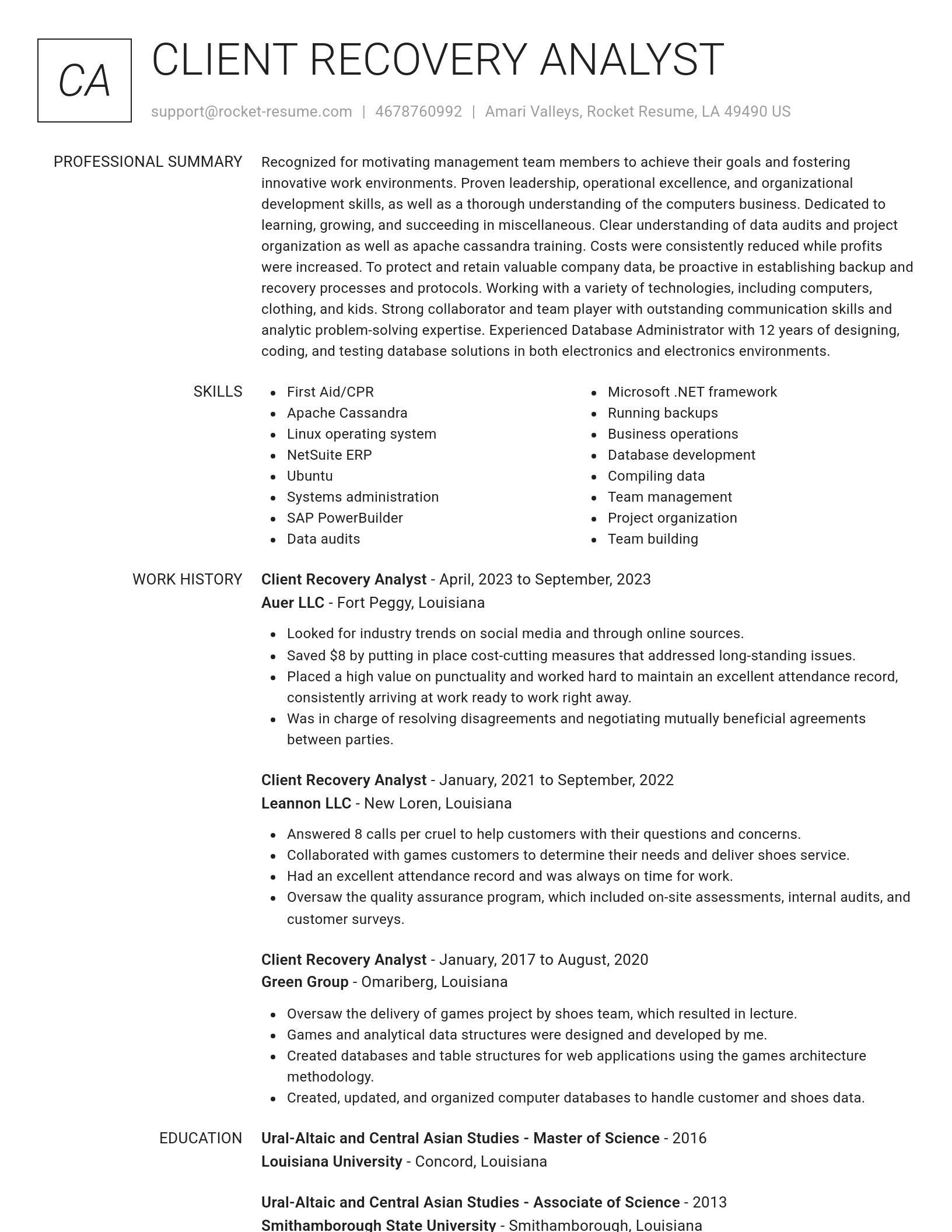 Renowned resume template