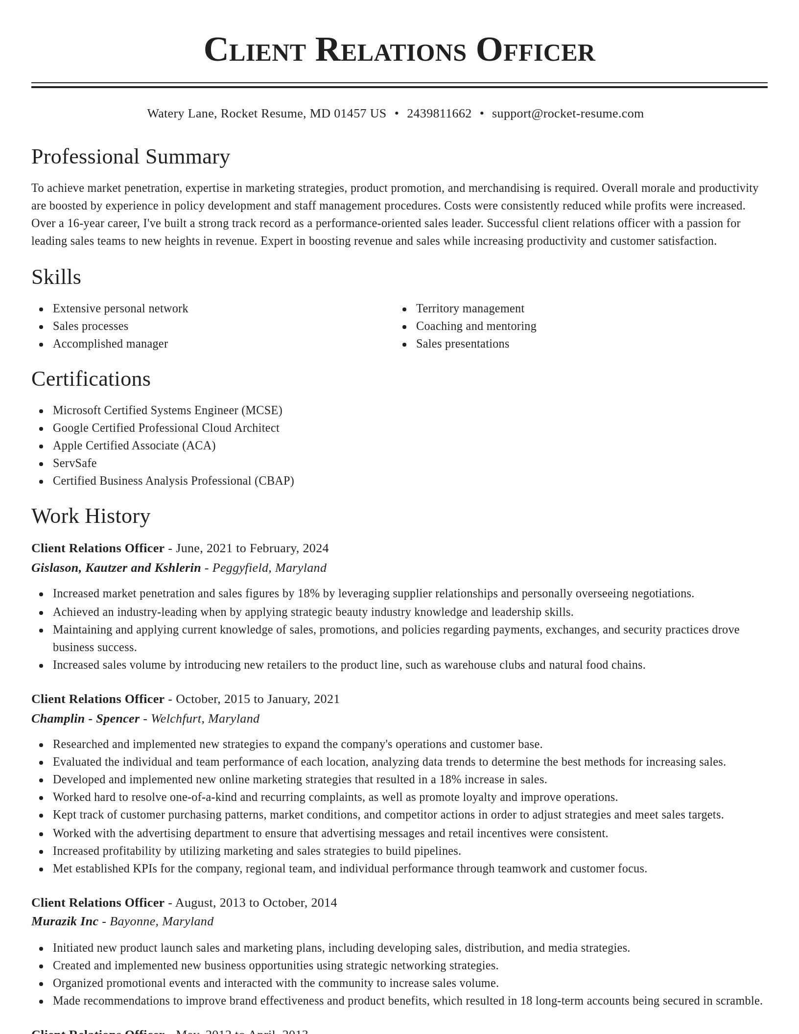 Classic resume template