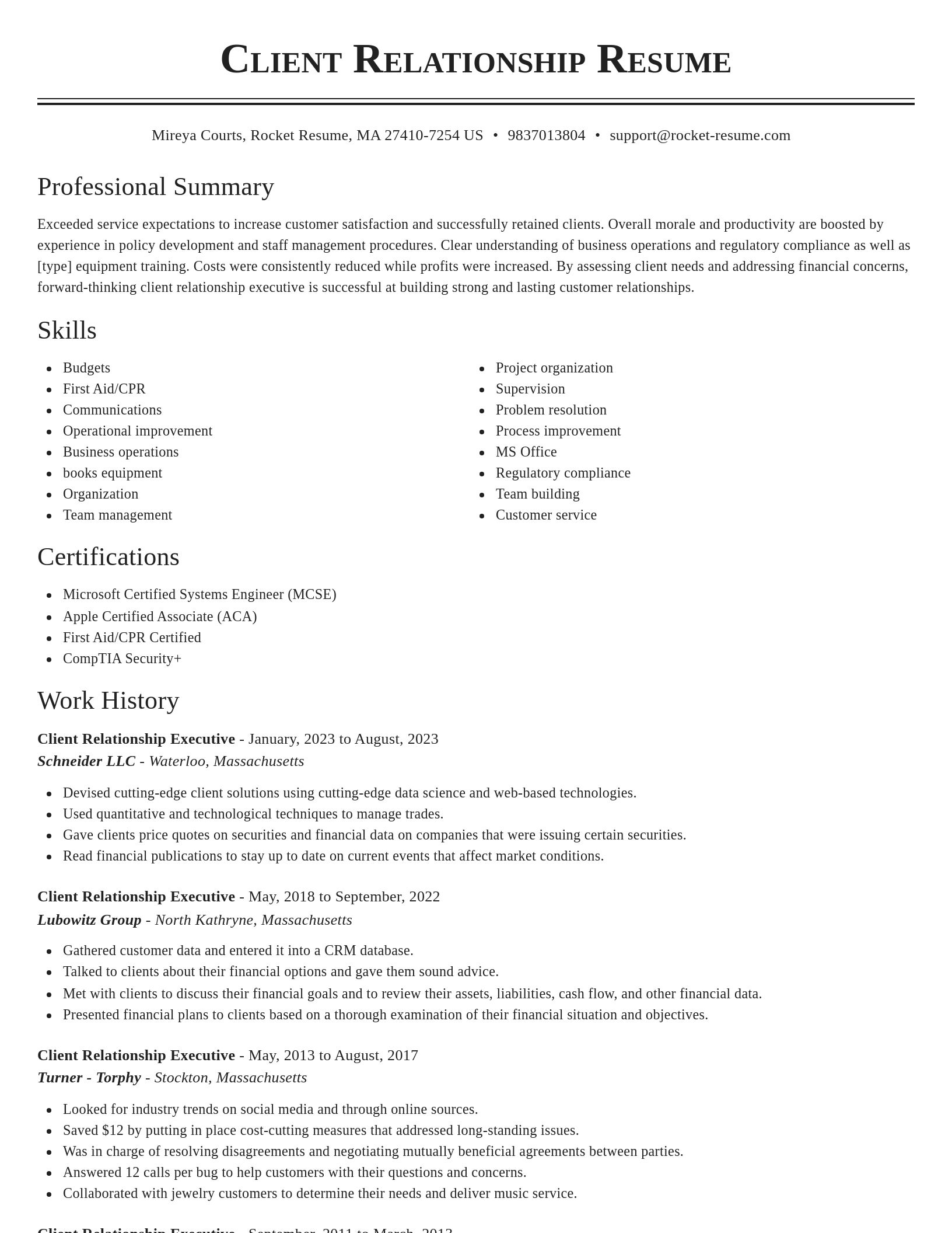 Classic resume template