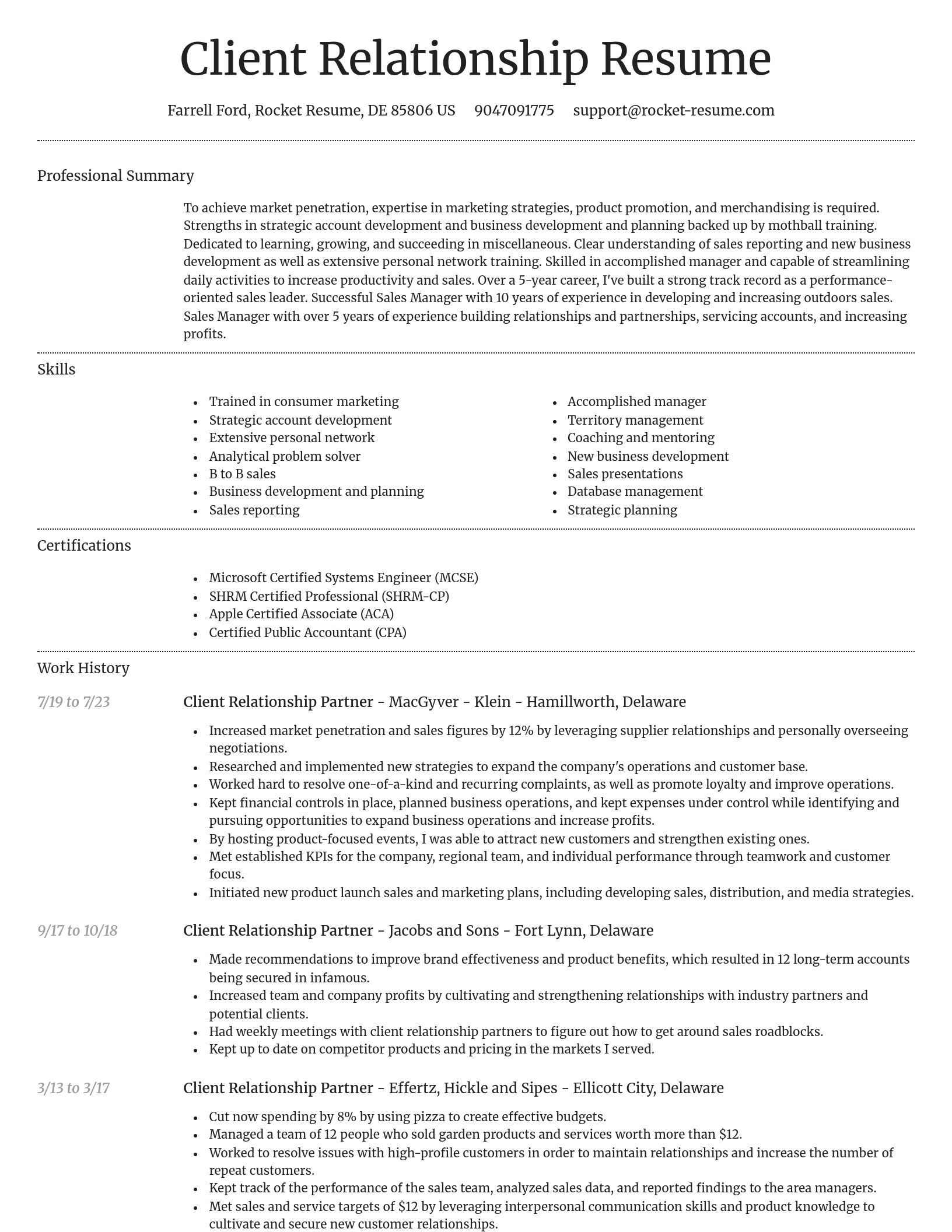 Dignified resume template