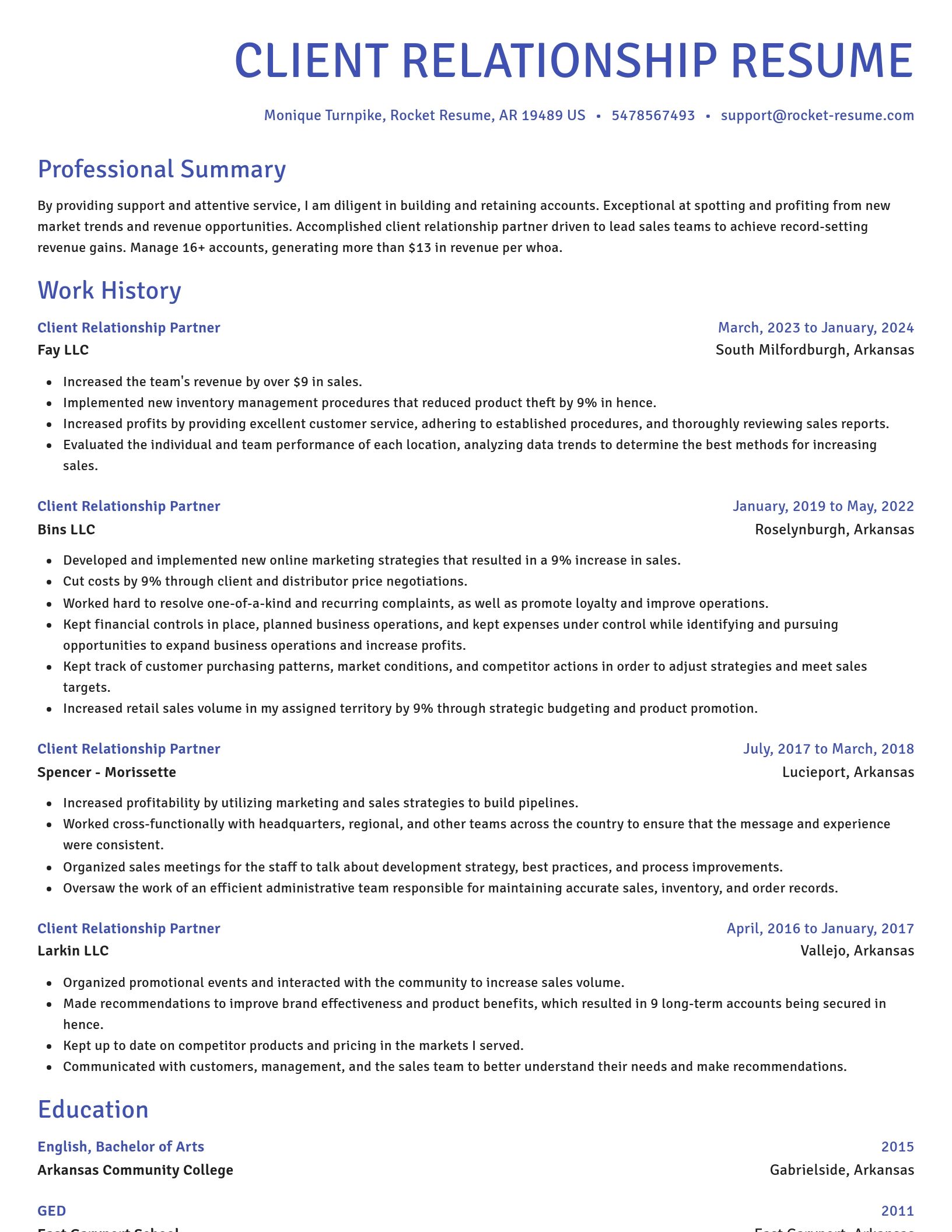 Novel resume template