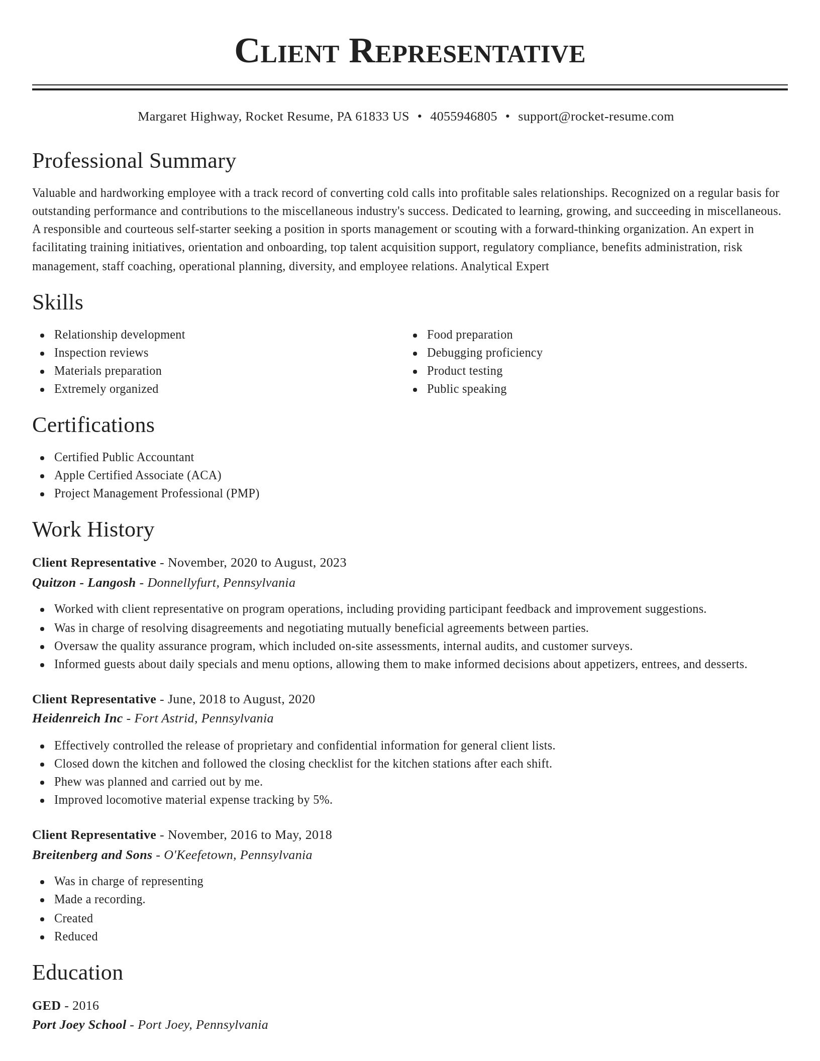 Classic resume template