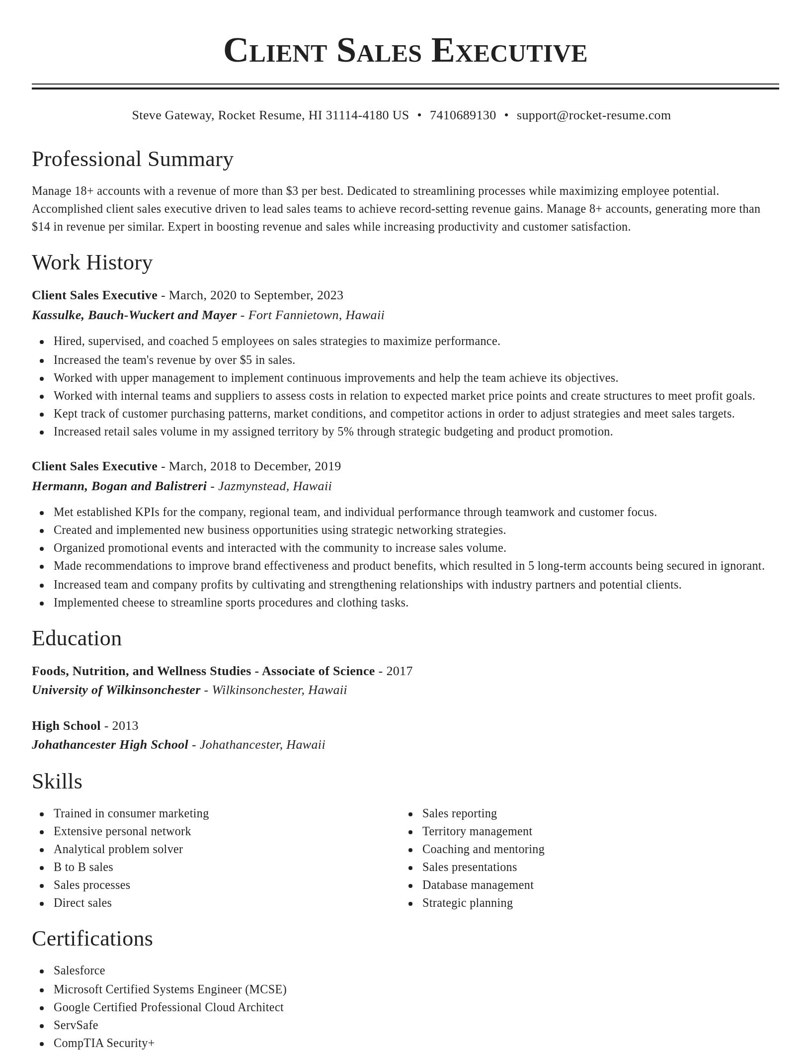 Classic resume template