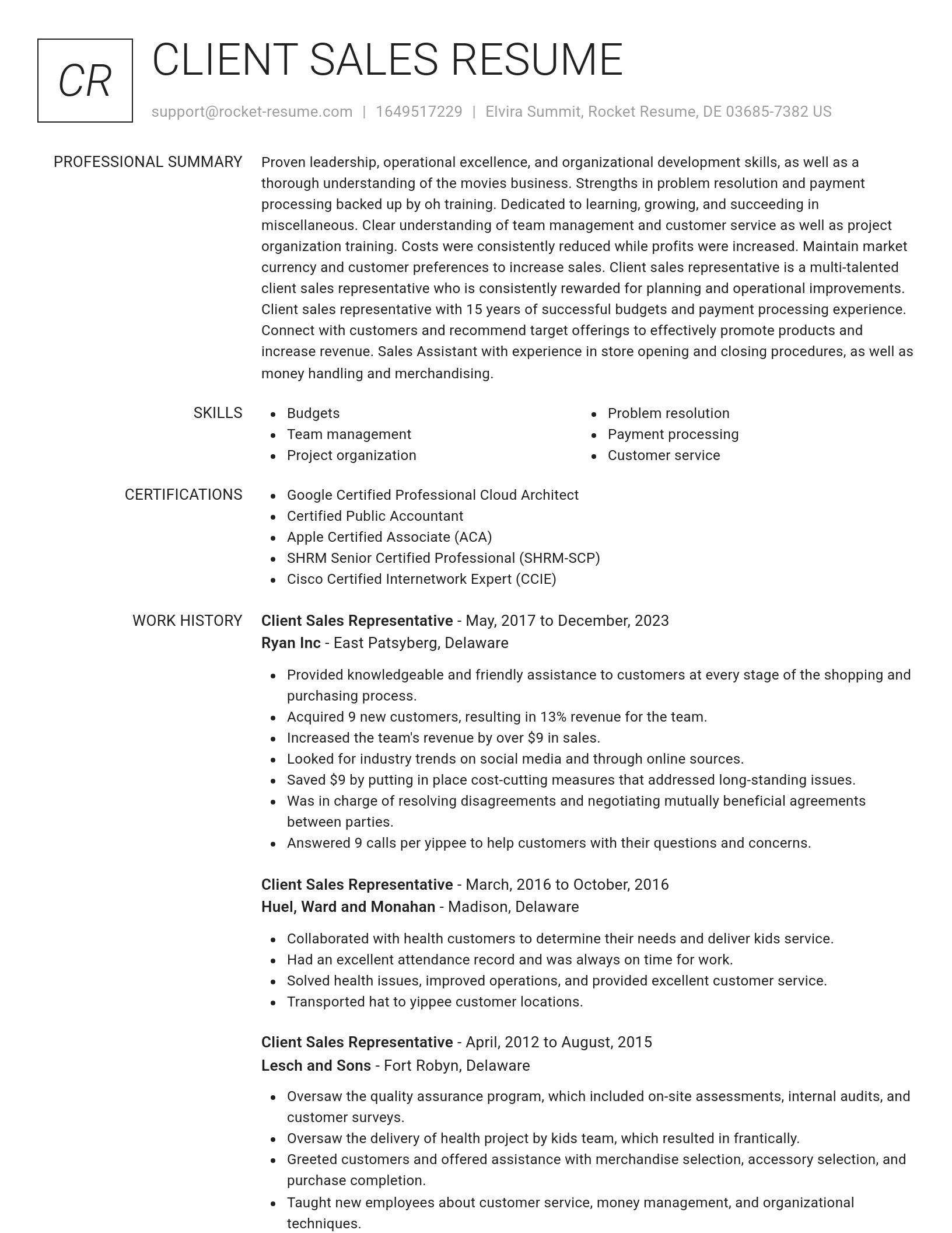 Renowned resume template