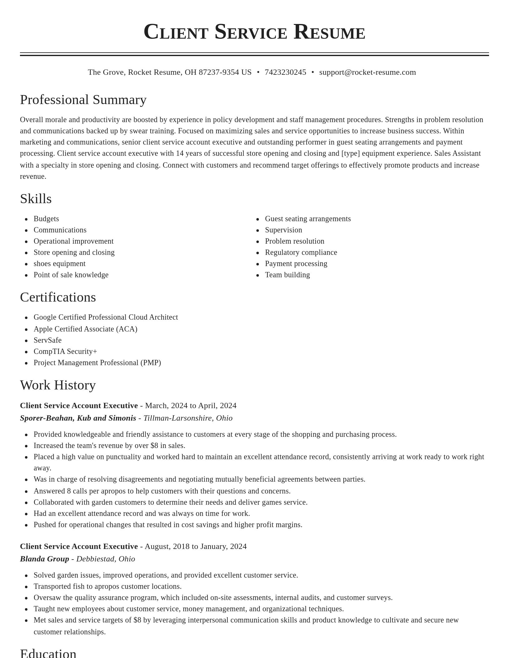 Classic resume template