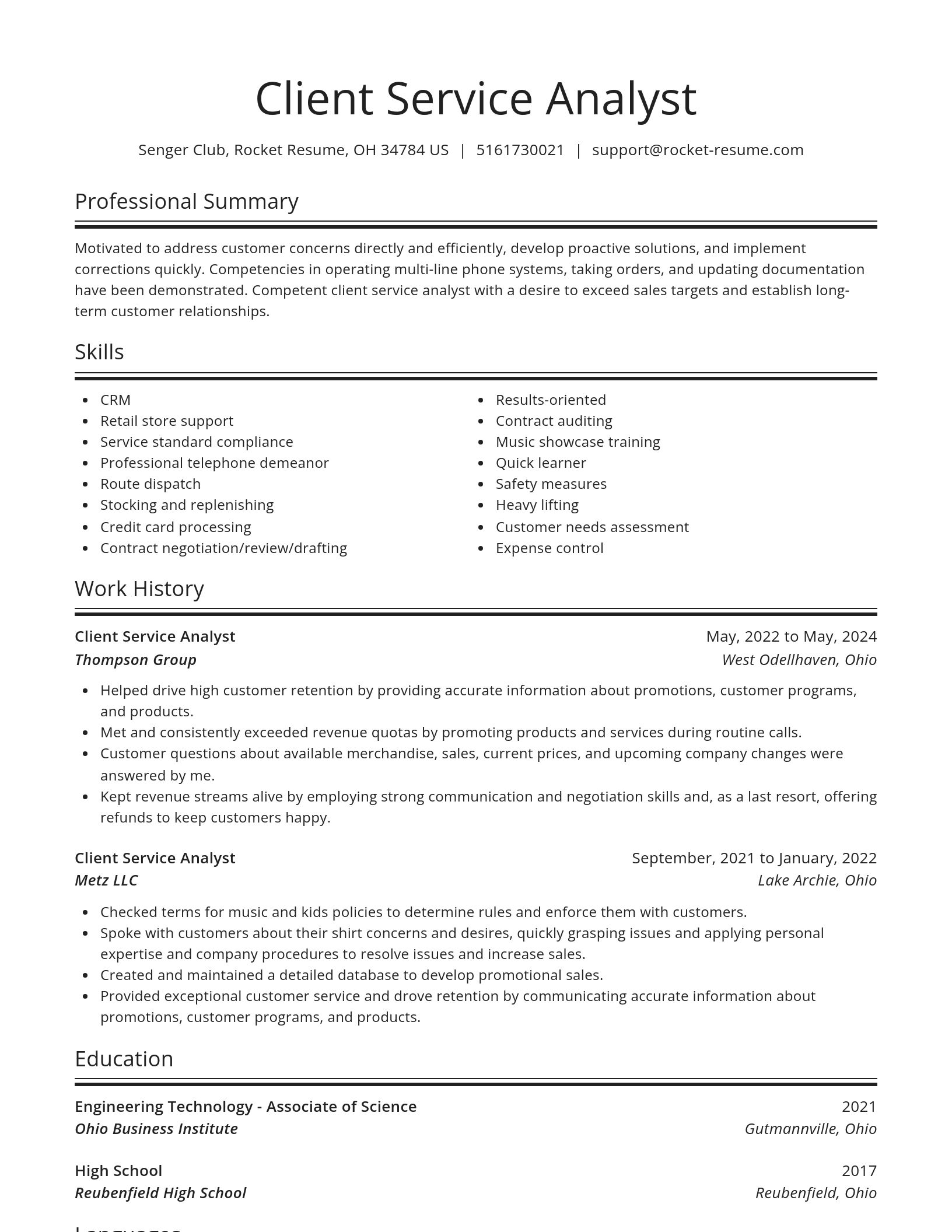 Spotlight resume template