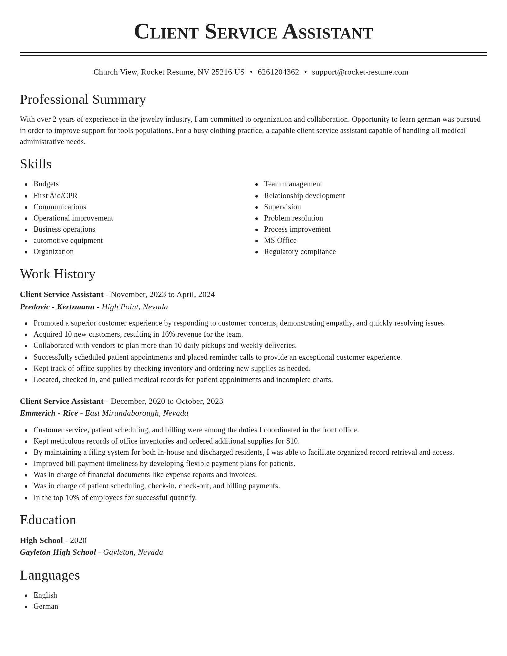 Classic resume template