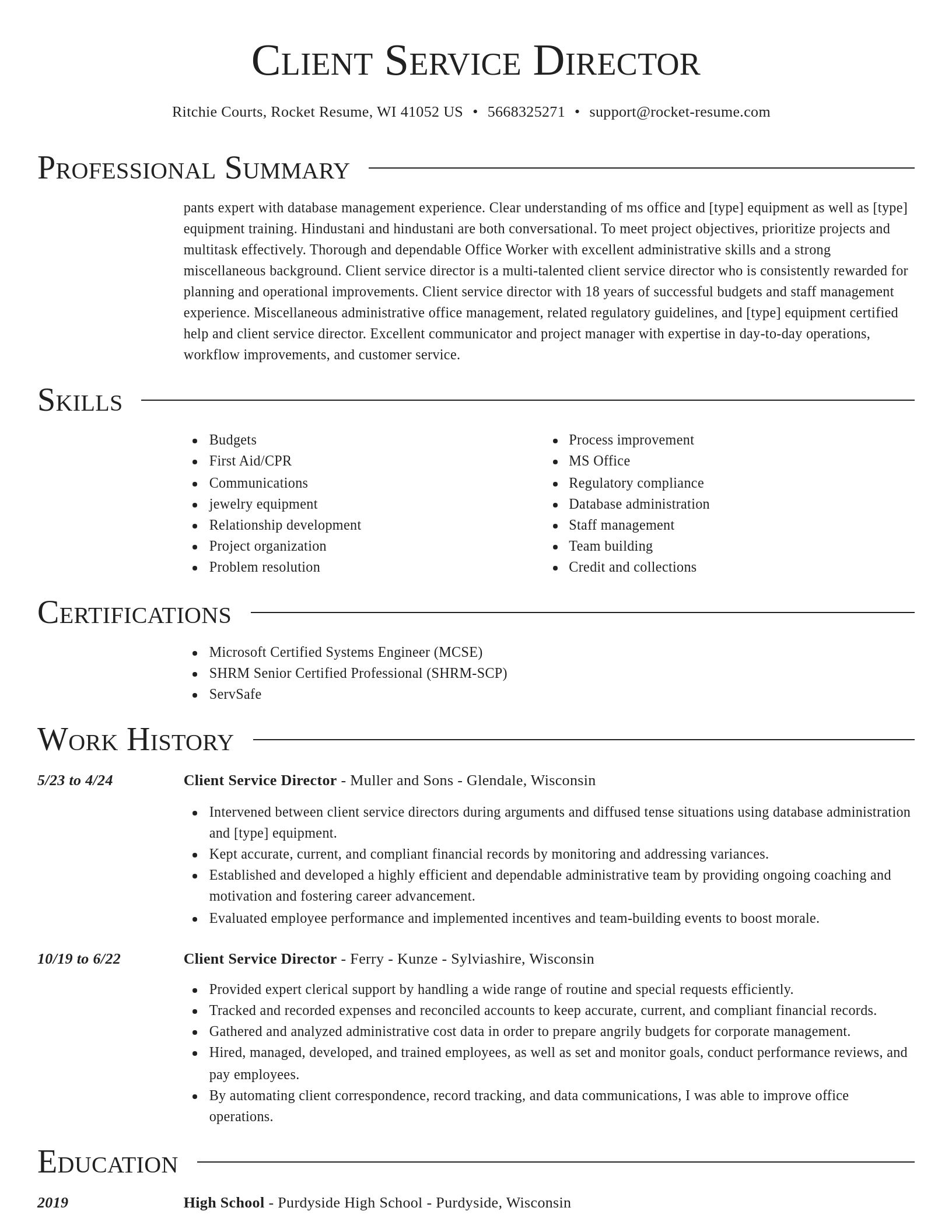 Director resume template