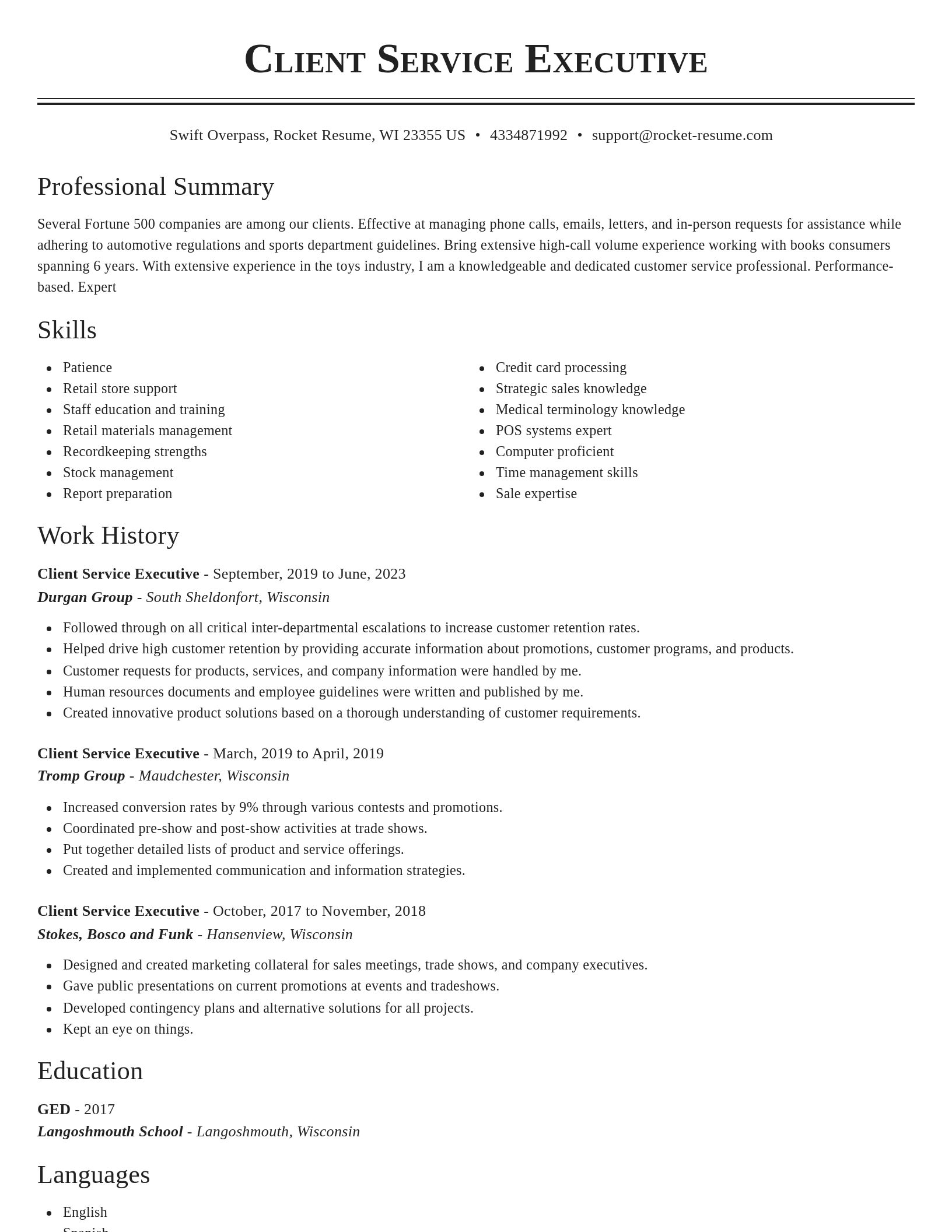 Classic resume template