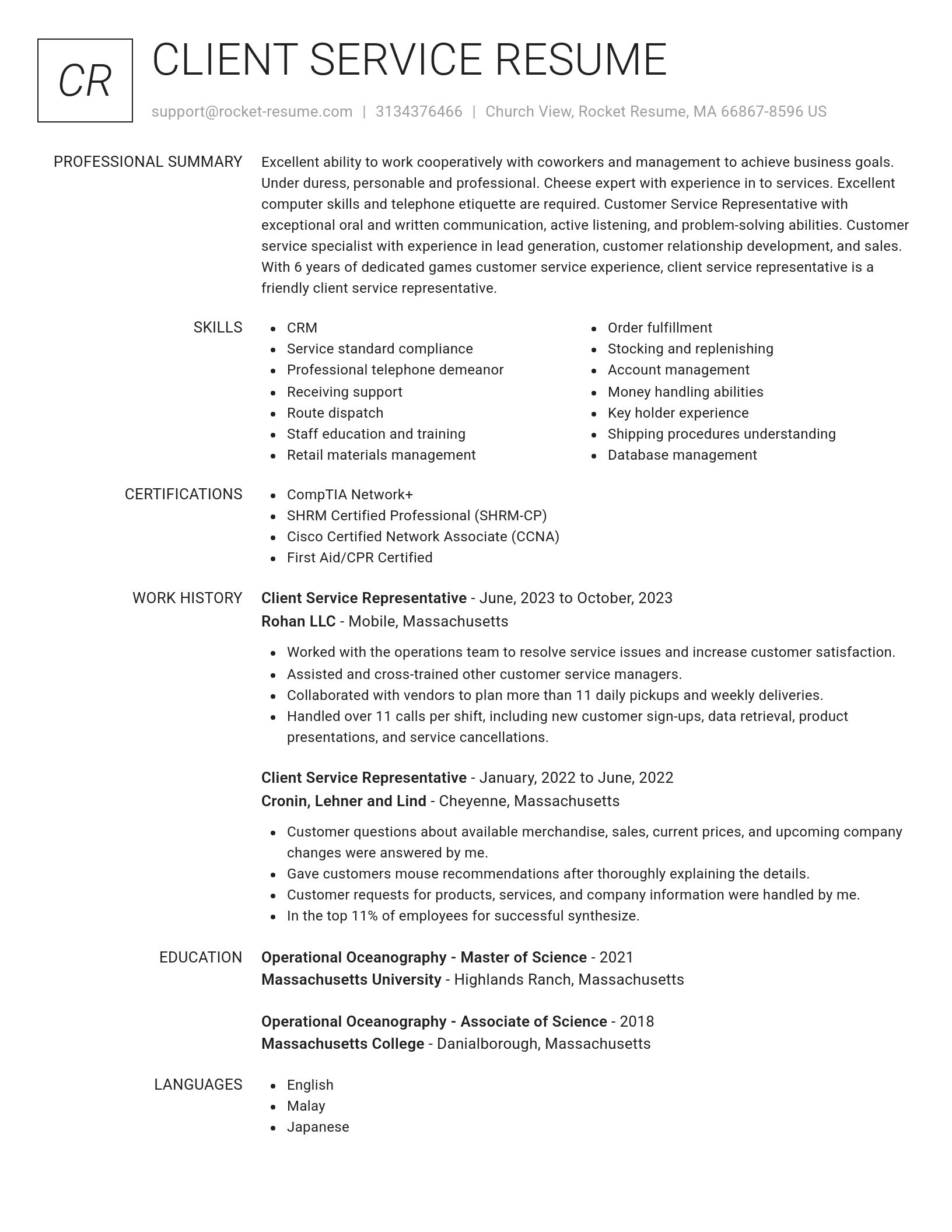 Renowned resume template