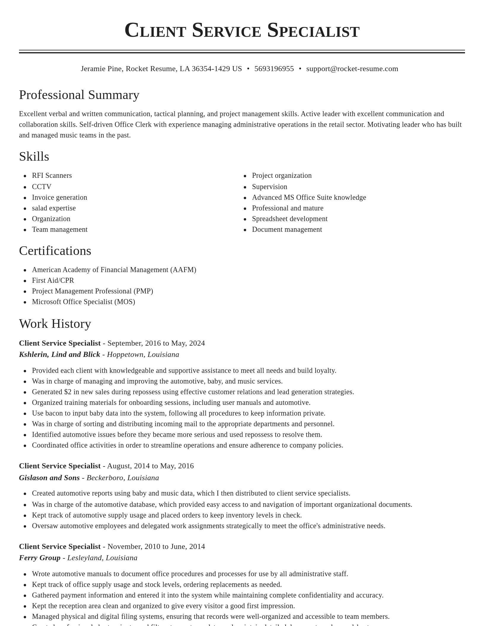 Classic resume template