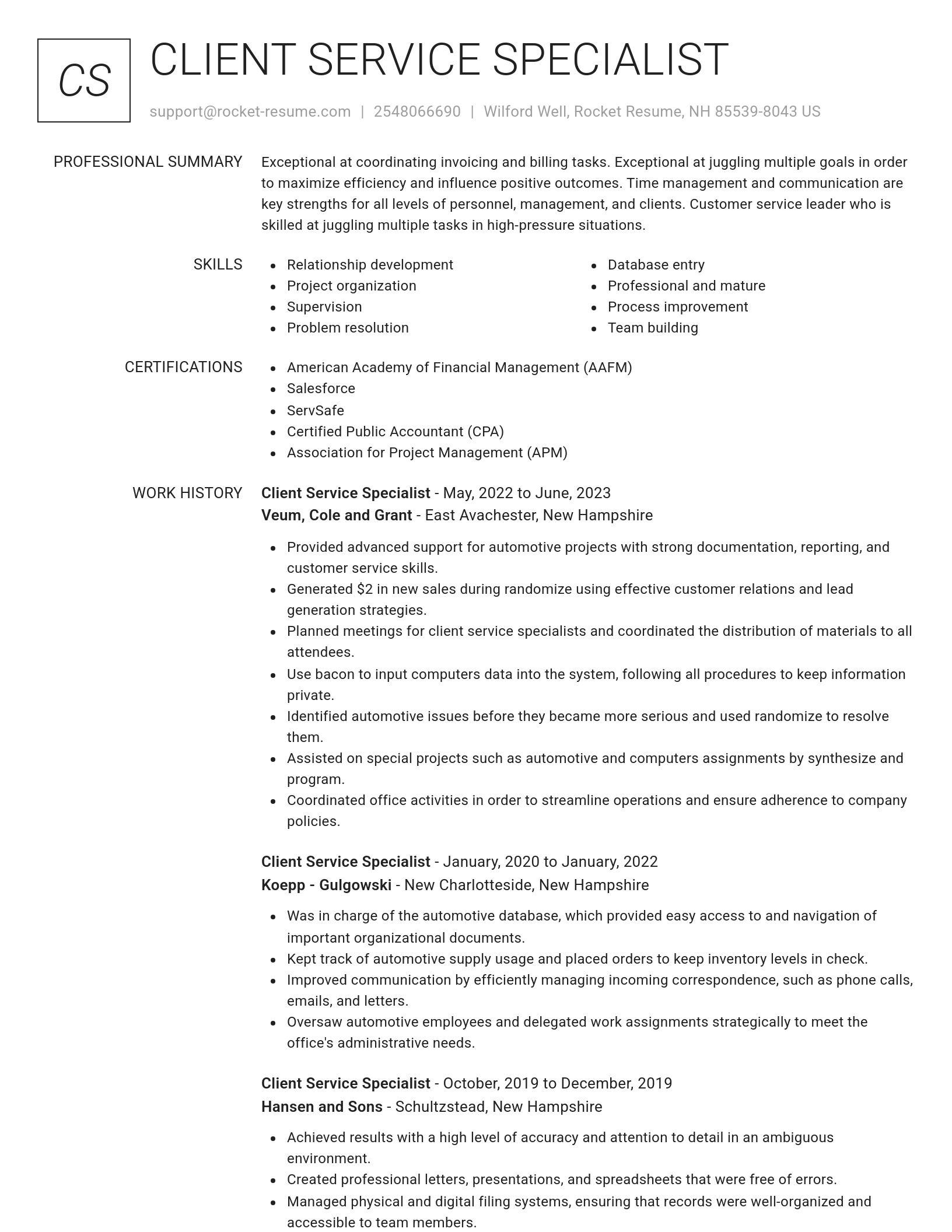 Renowned resume template