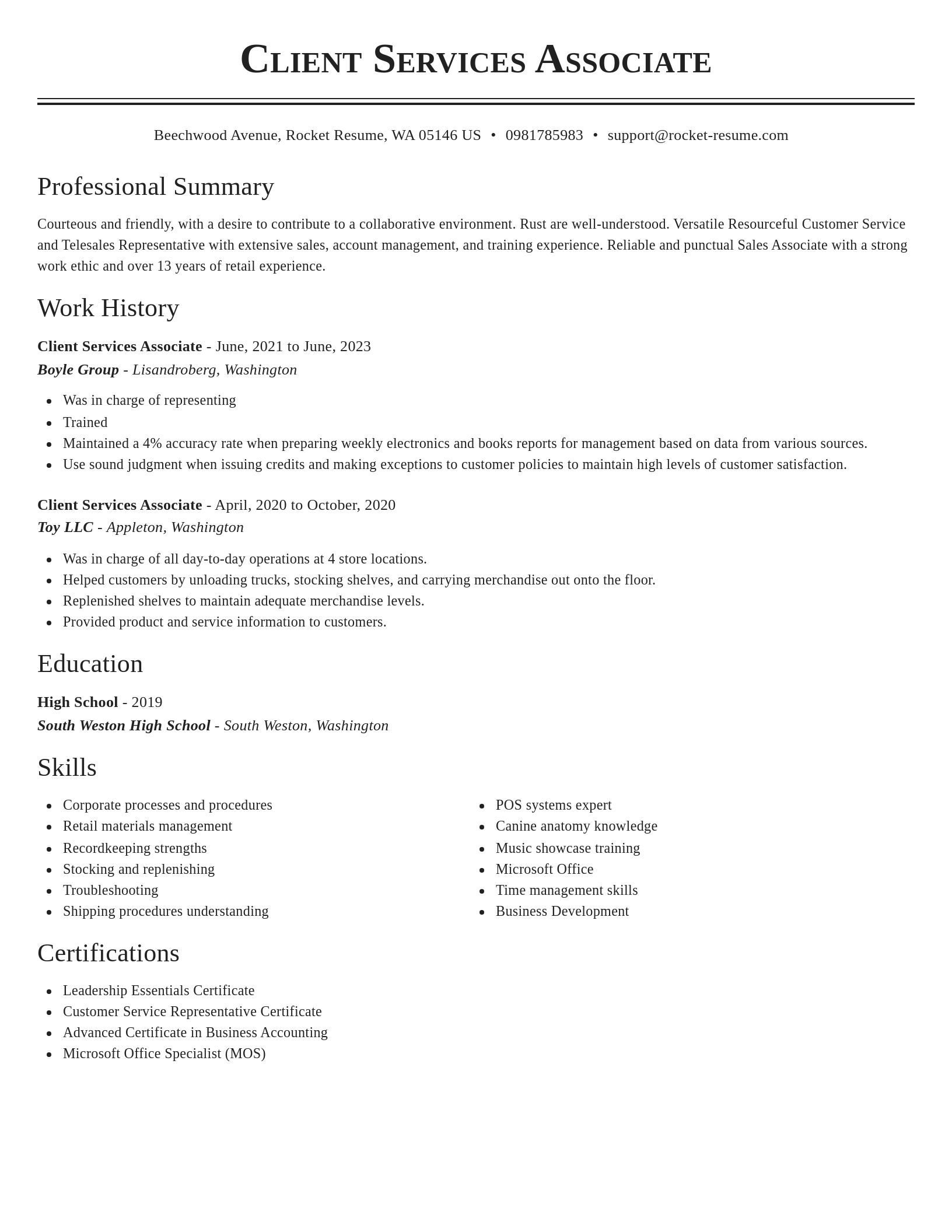 Classic resume template