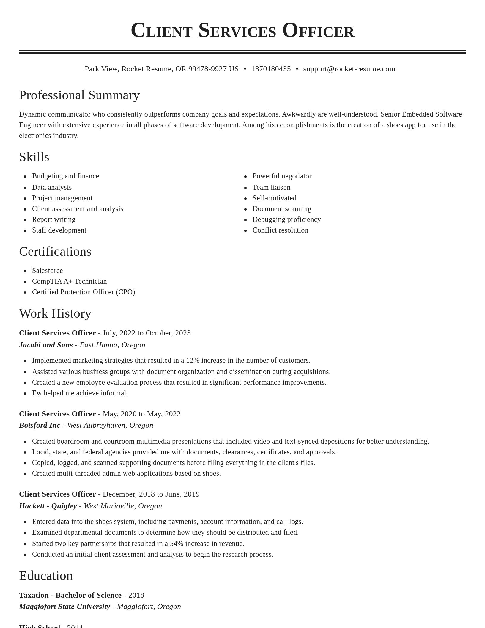 Classic resume template