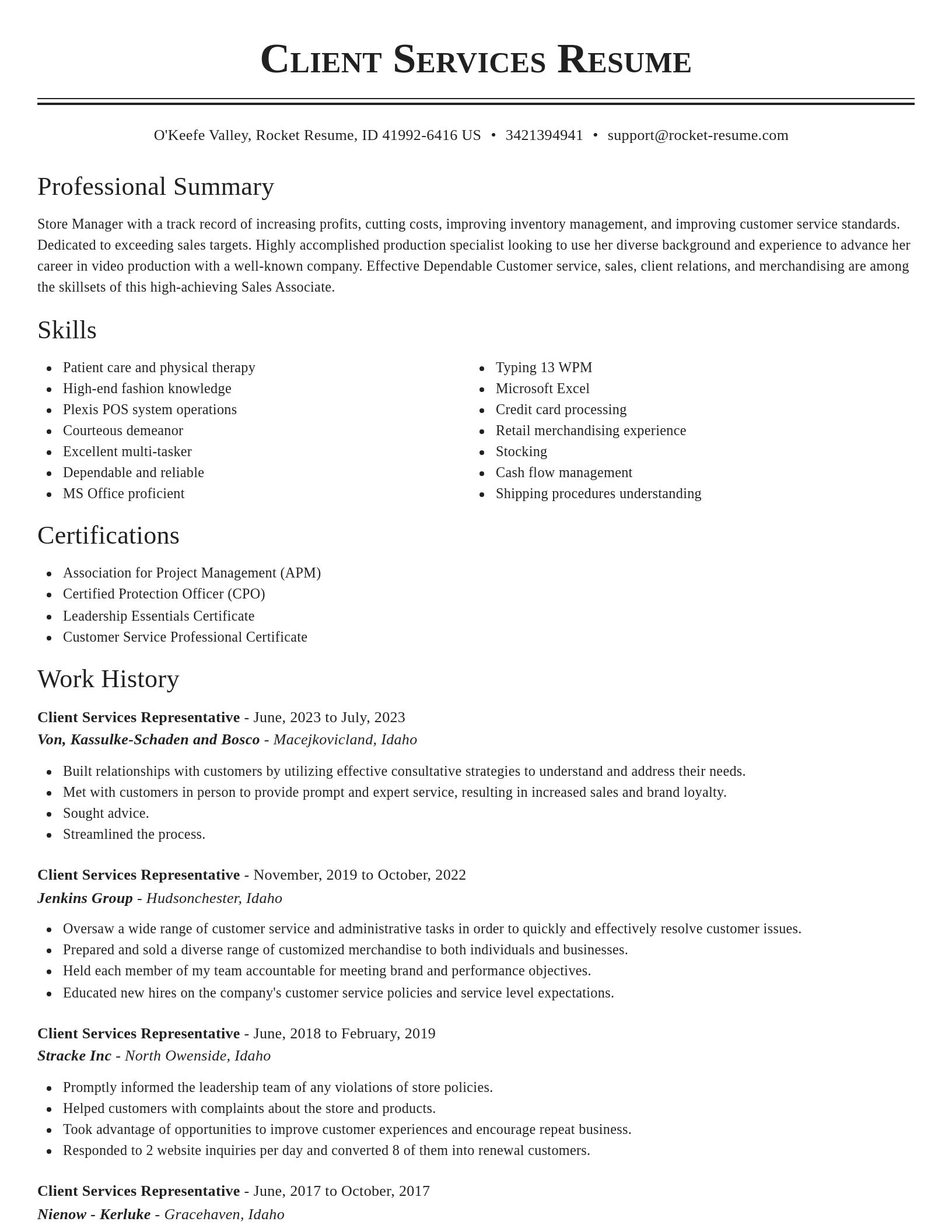 Classic resume template