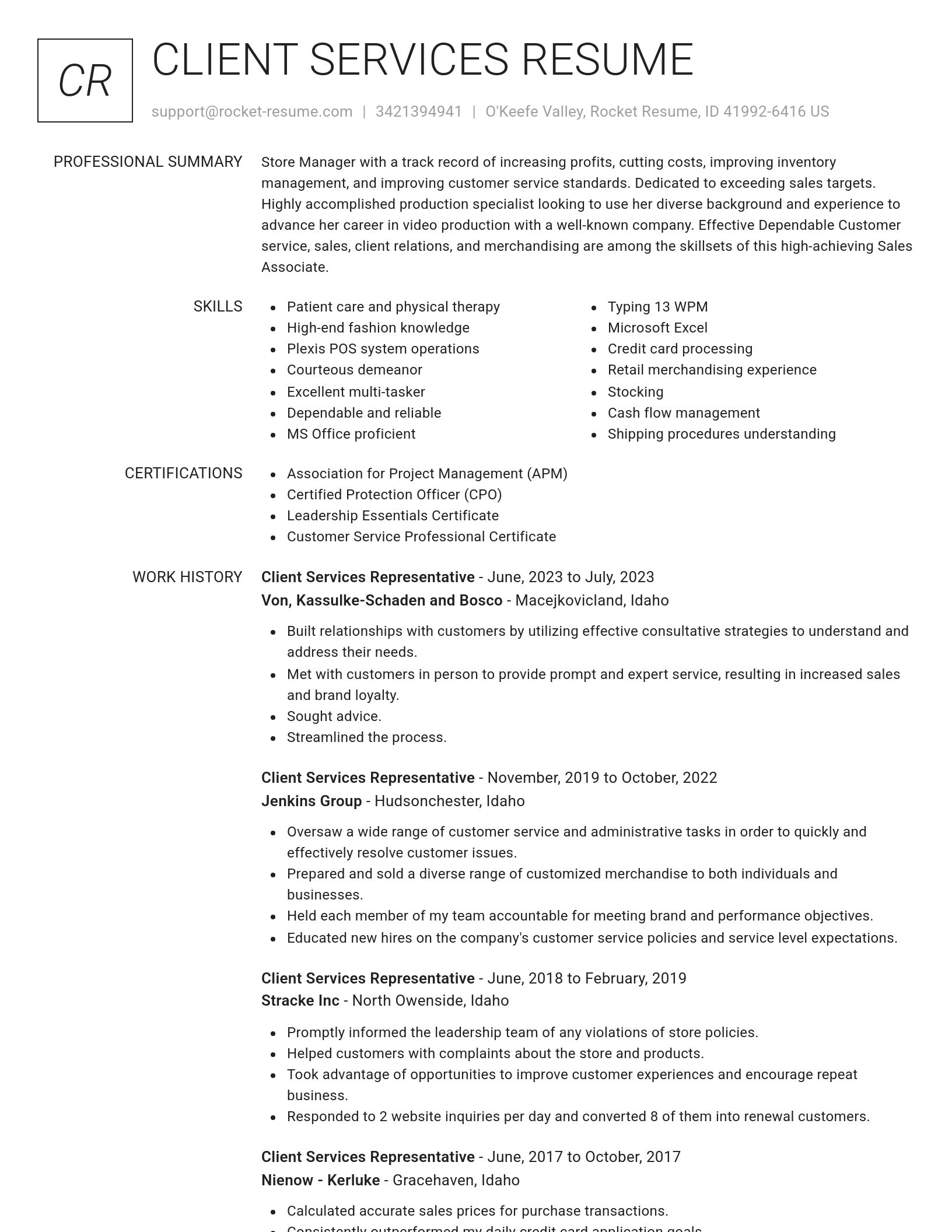 Renowned resume template