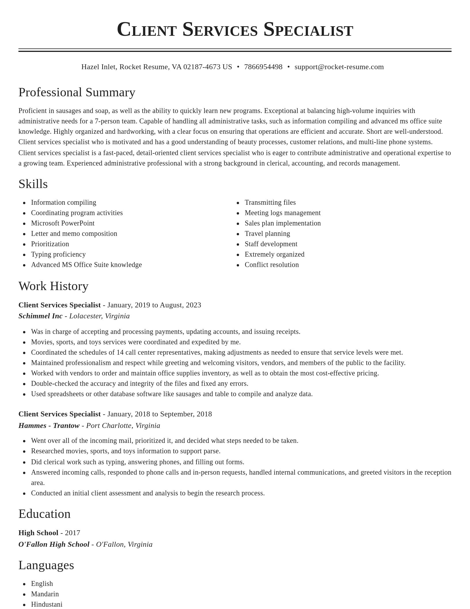 Classic resume template