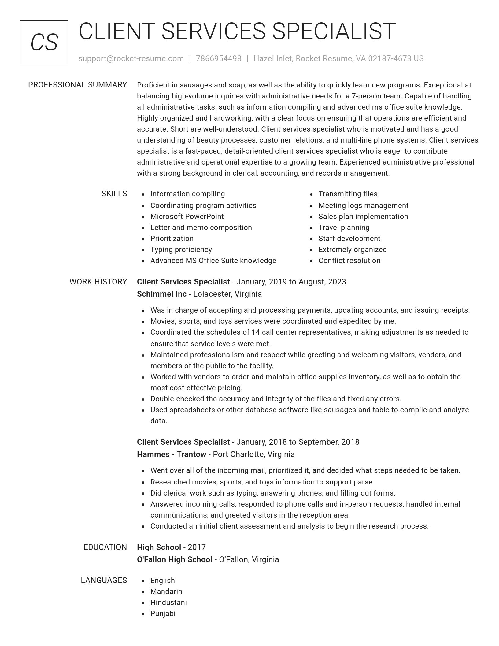 Renowned resume template