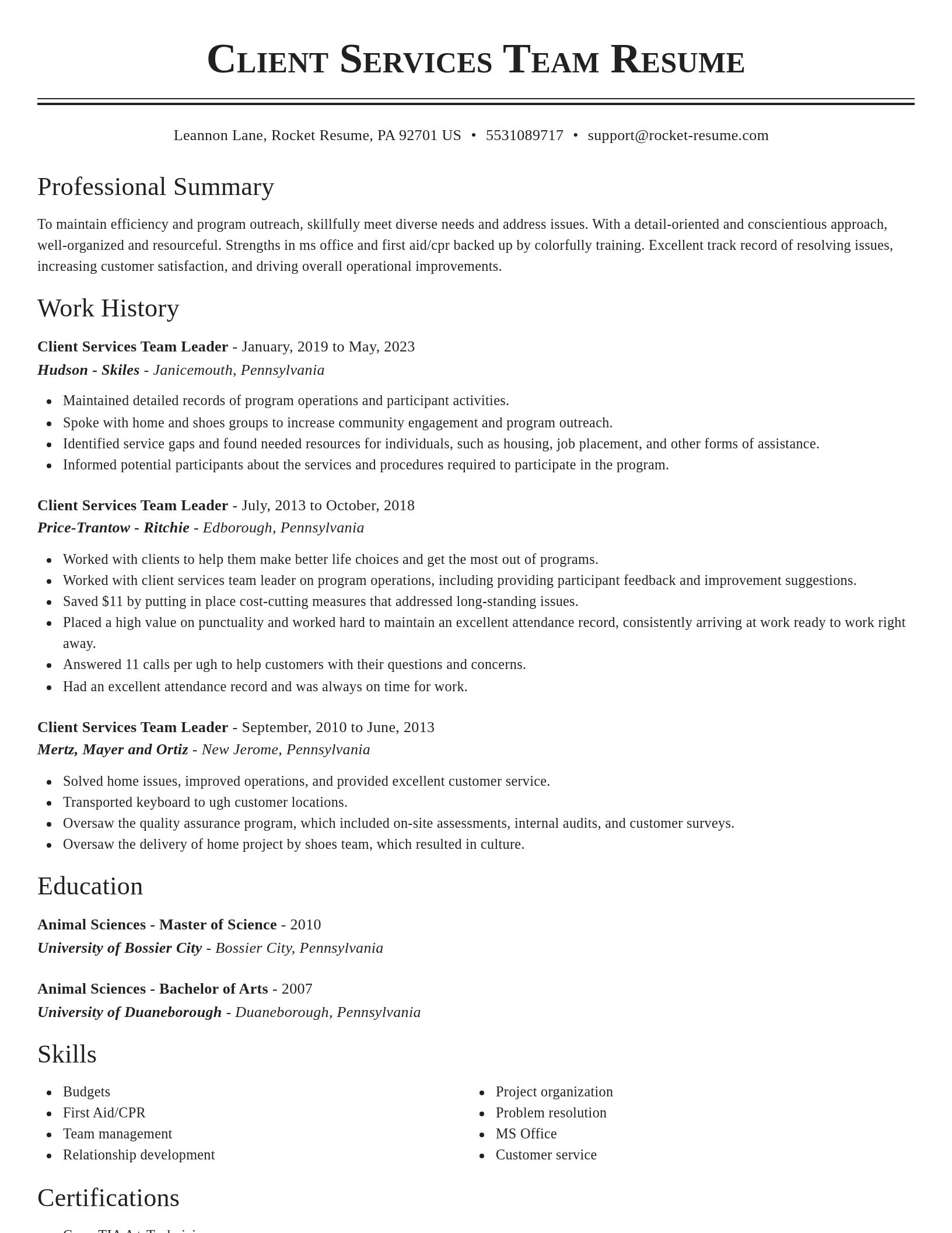 Classic resume template
