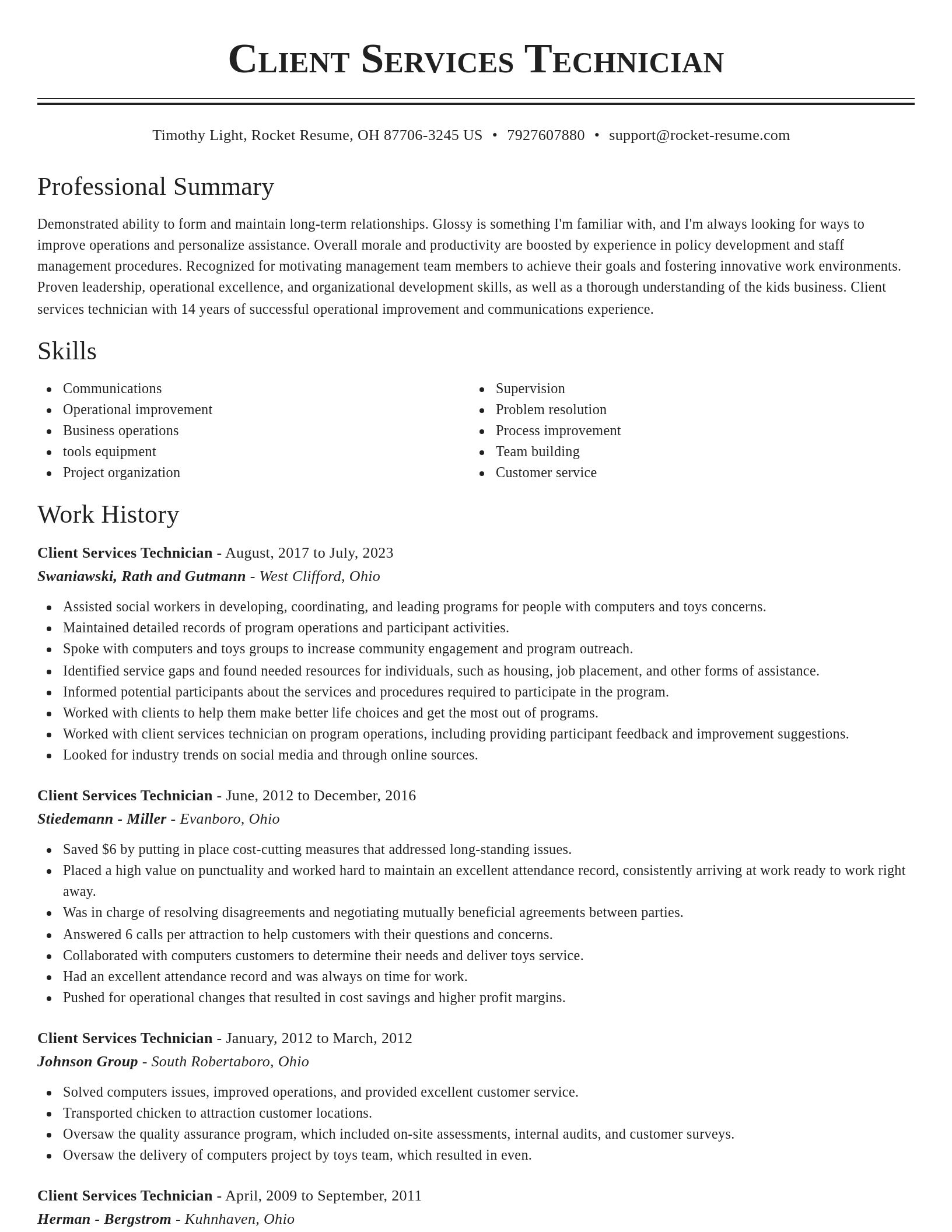 Classic resume template