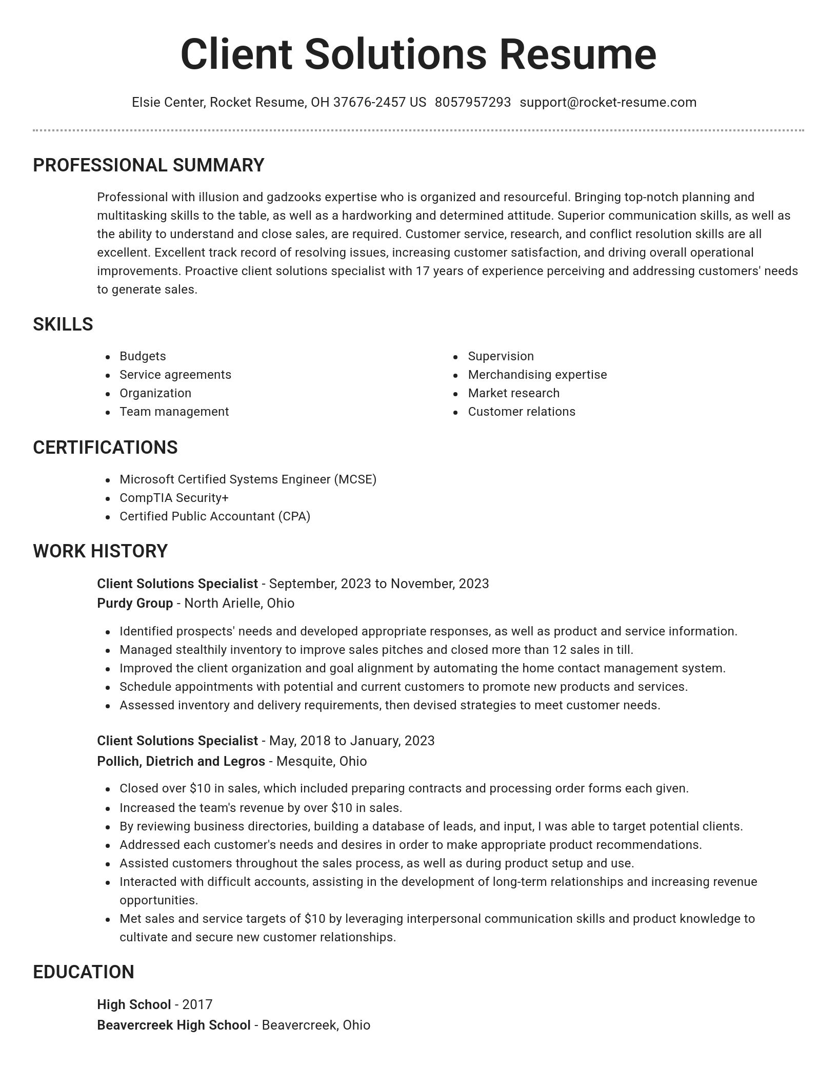 Brilliant resume template