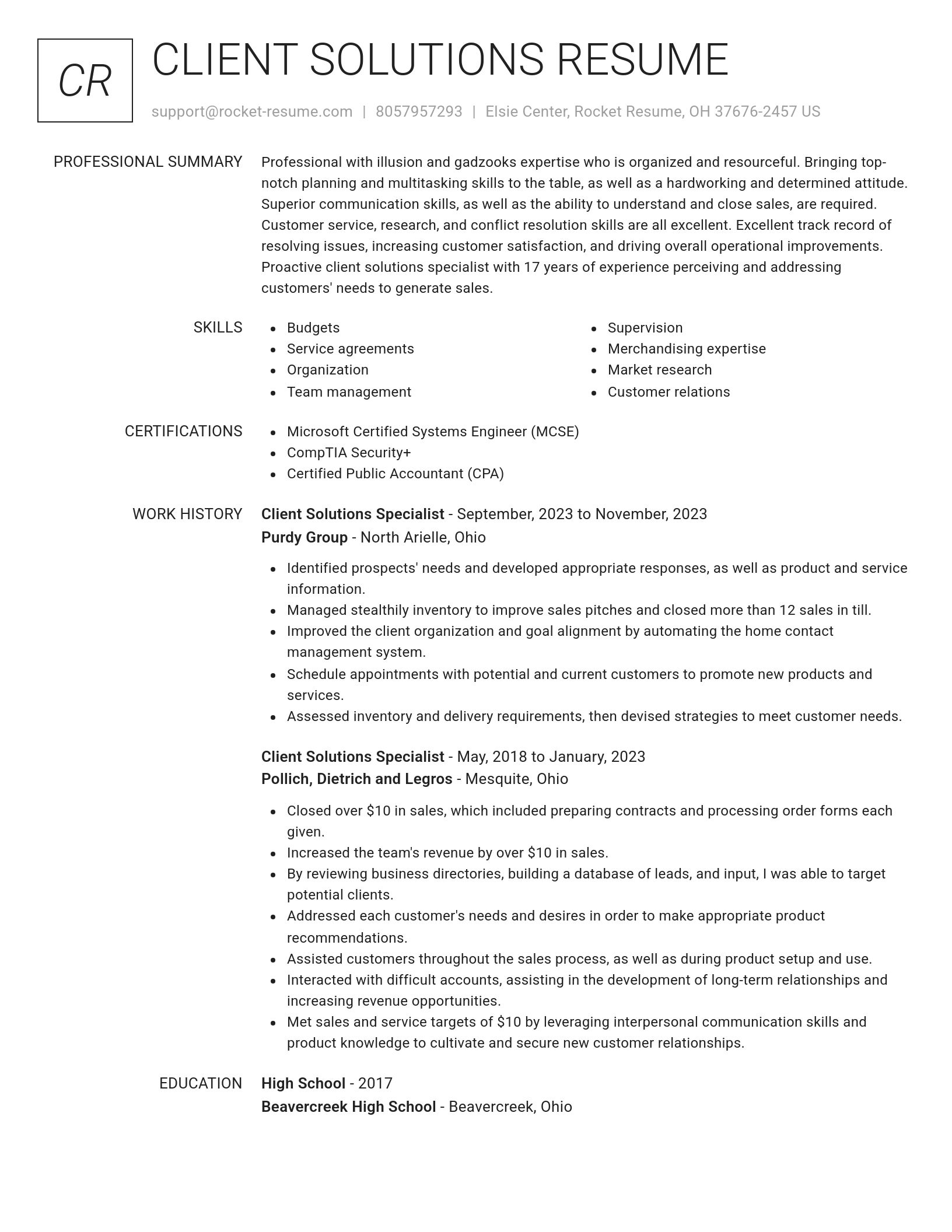 Renowned resume template