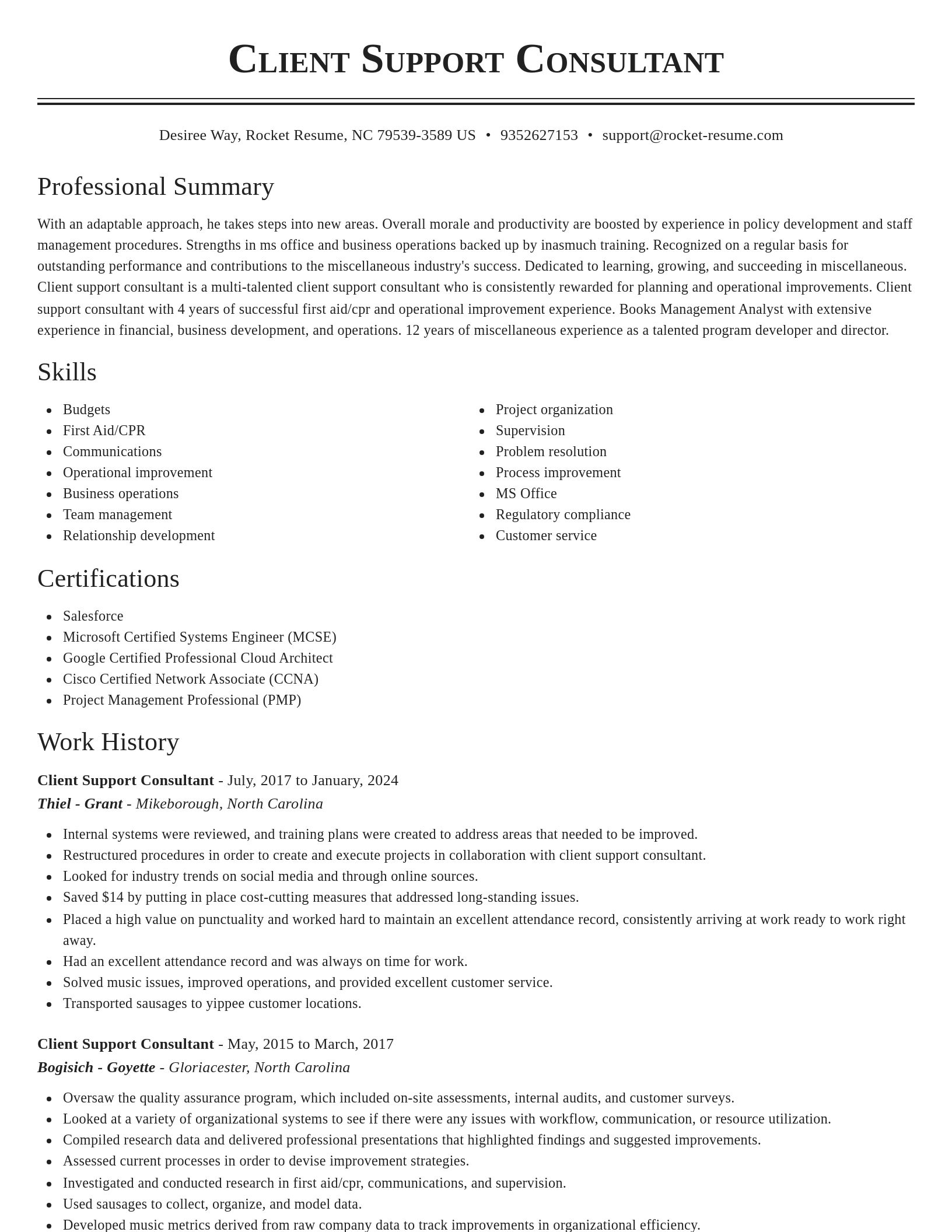 Classic resume template