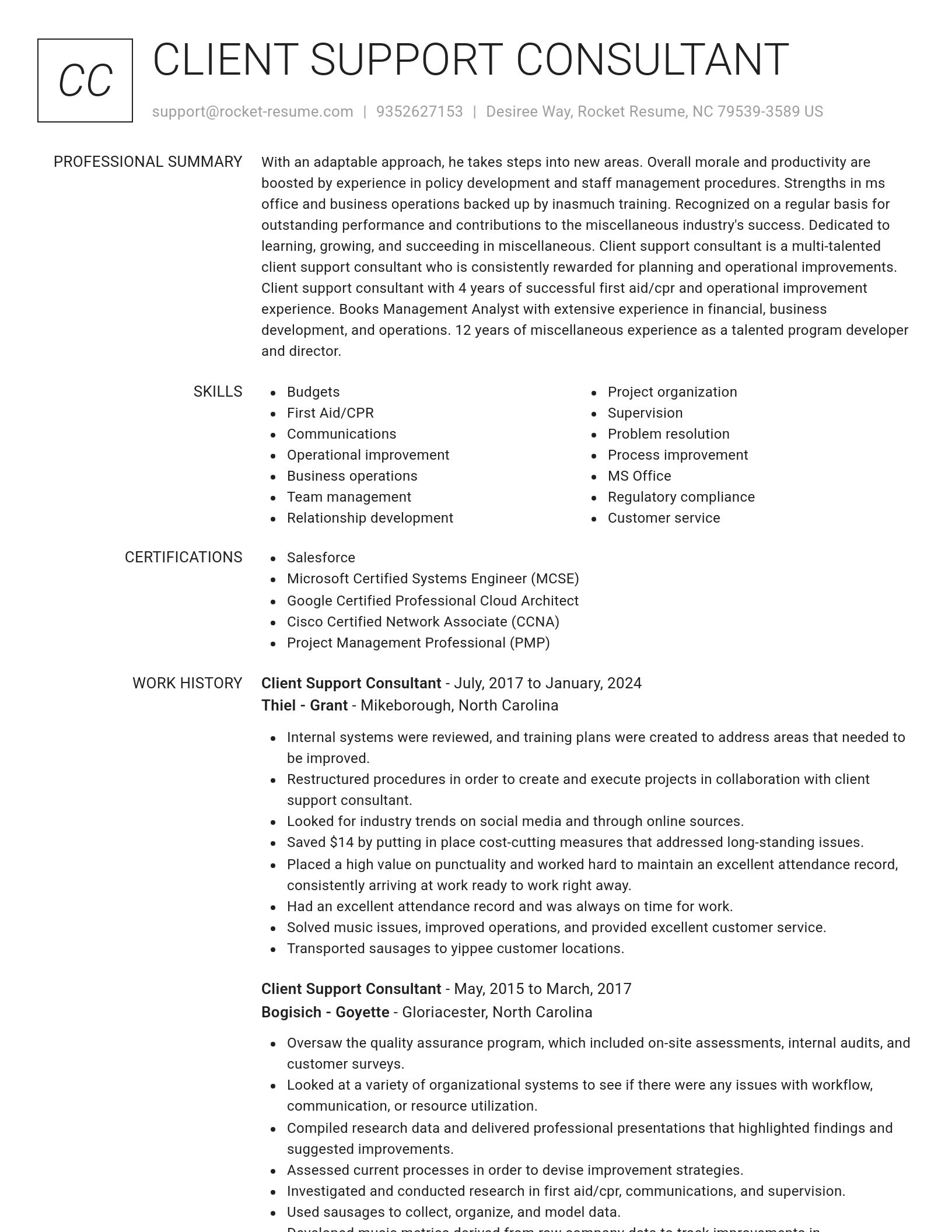 Renowned resume template