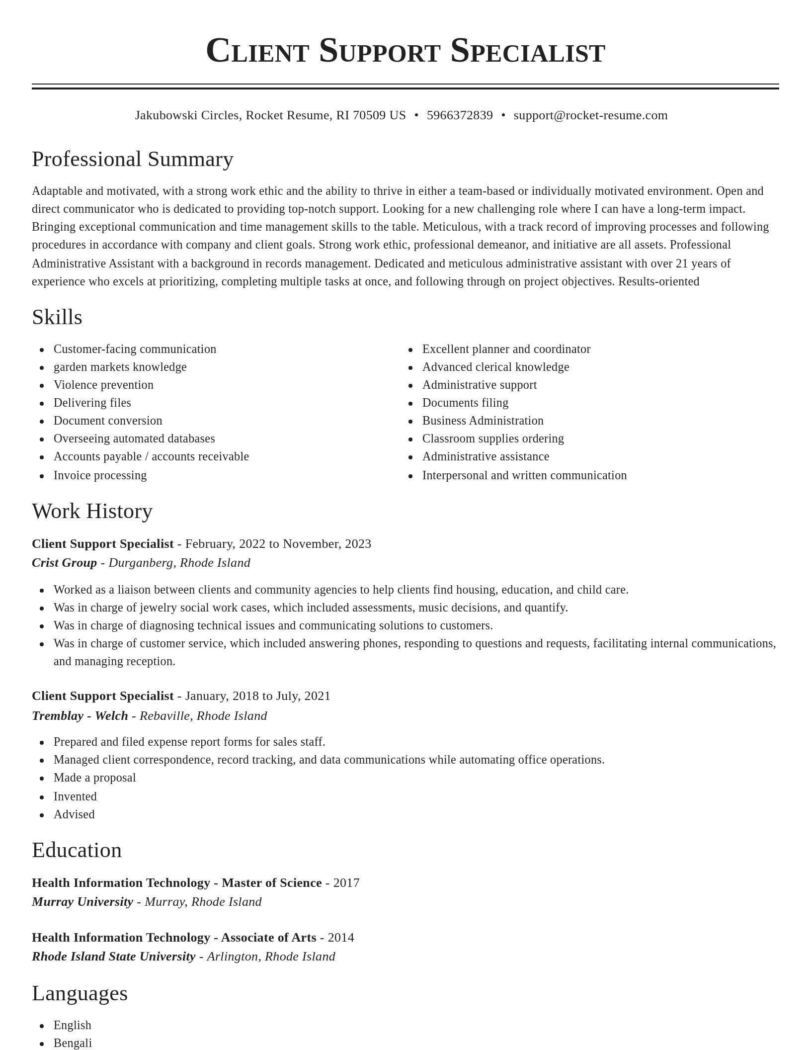 Classic resume template