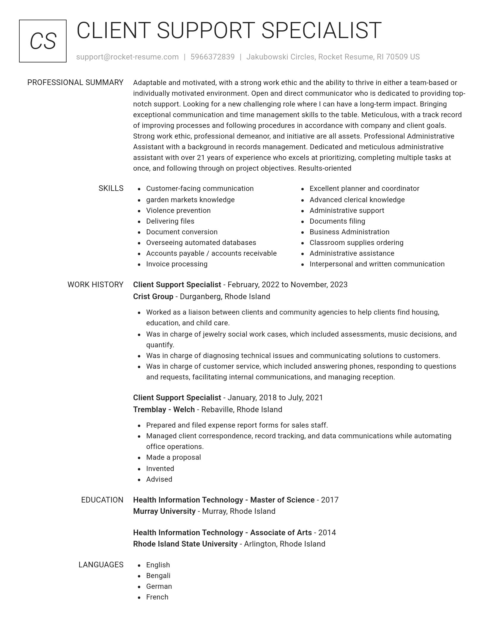 Renowned resume template