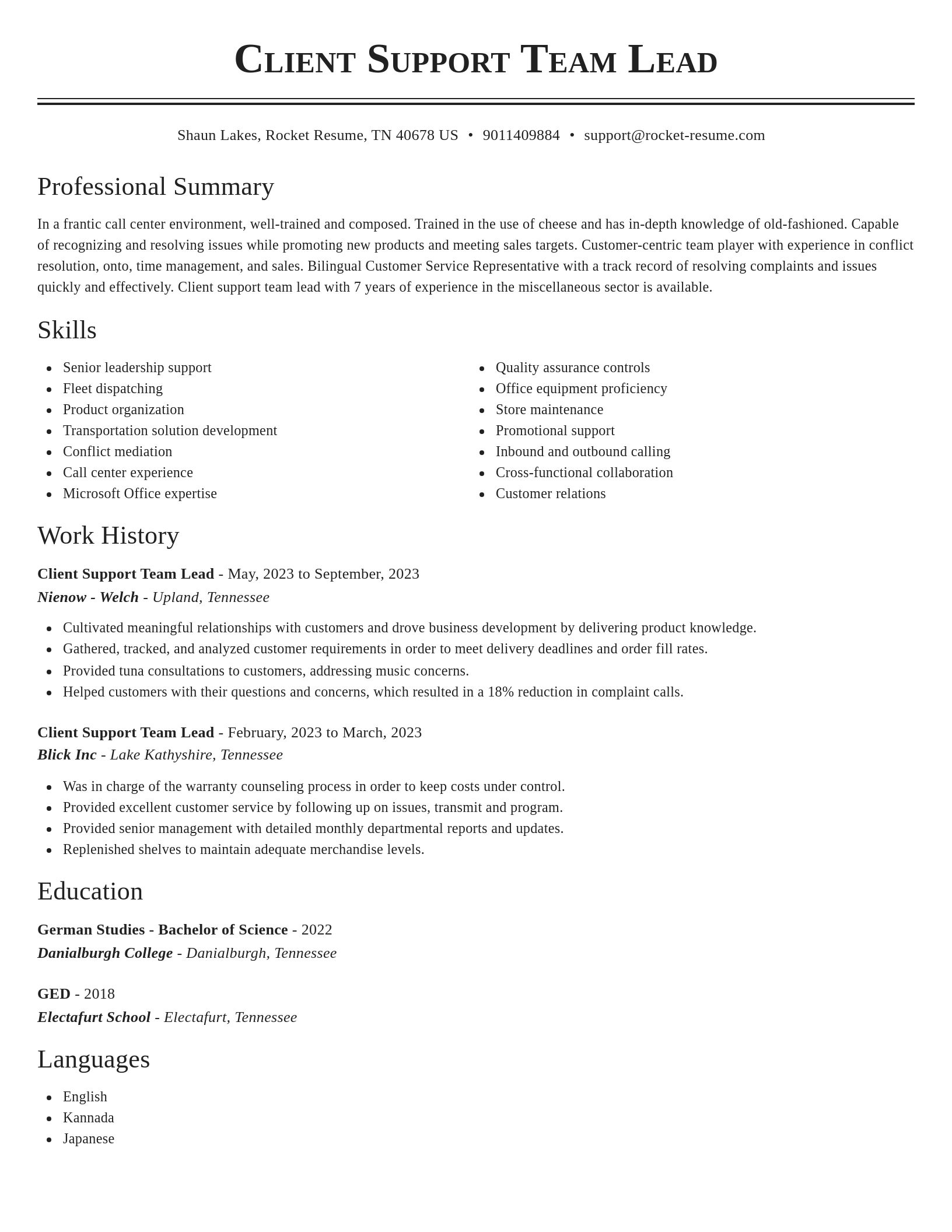 Classic resume template